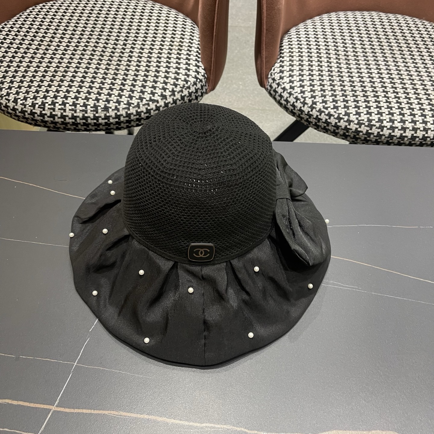 CHANEL香奈儿夏季大檐蝴蝶结渔夫帽女户外骑车抗紫外线遮阳帽透气防晒帽