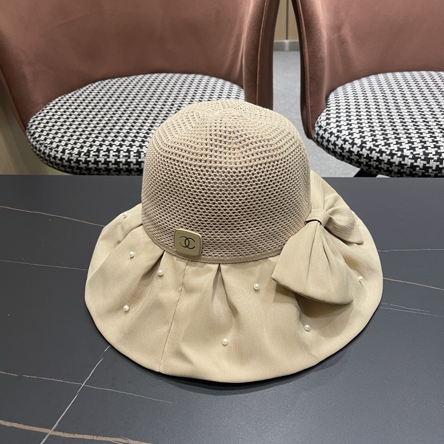 CHANEL香奈儿 夏季大檐蝴蝶结渔夫帽女户外骑车抗紫外线遮阳帽透气防晒帽