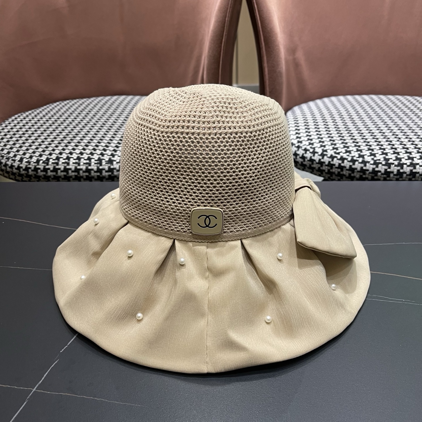 CHANEL香奈儿 夏季大檐蝴蝶结渔夫帽女户外骑车抗紫外线遮阳帽透气防晒帽