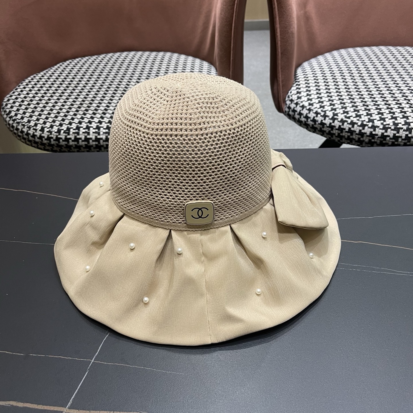 CHANEL香奈儿 夏季大檐蝴蝶结渔夫帽女户外骑车抗紫外线遮阳帽透气防晒帽