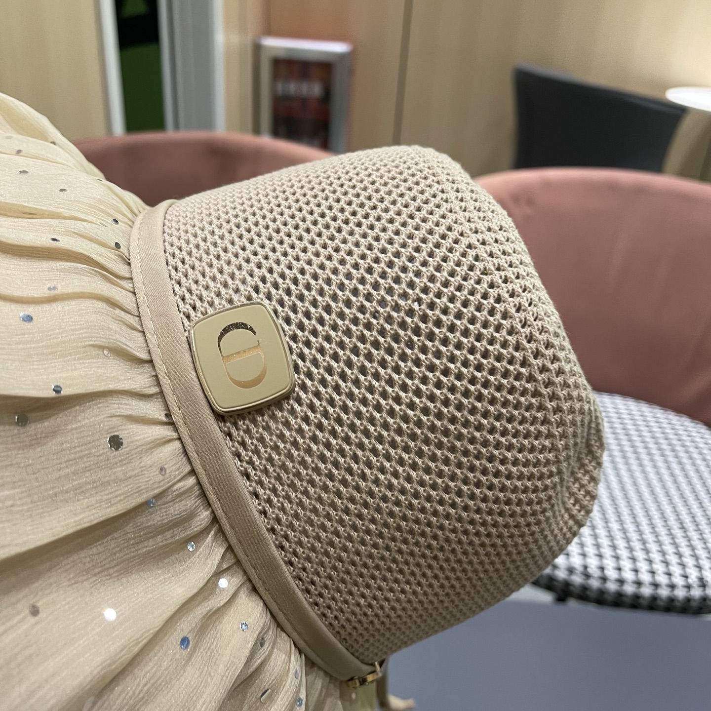 迪奥Dior 韩版波点蝴蝶结渔夫帽子女夏季出游防紫外线遮阳帽透气防晒帽百搭