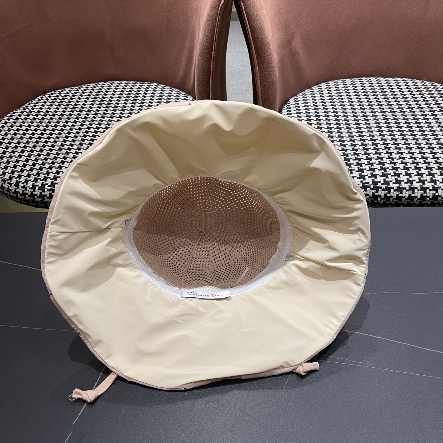 迪奥Dior 韩版波点蝴蝶结渔夫帽子女夏季出游防紫外线遮阳帽透气防晒帽百搭