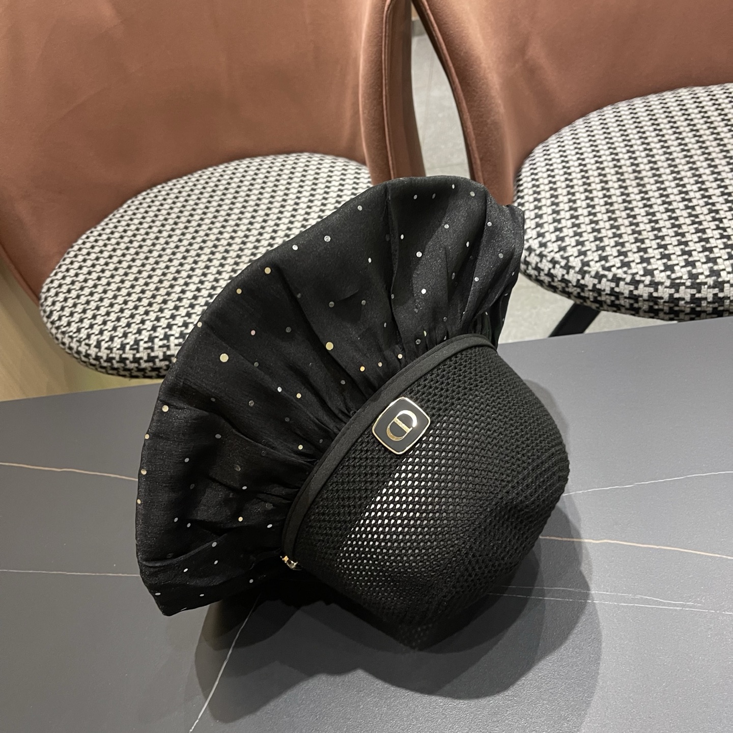 迪奥Dior 韩版波点蝴蝶结渔夫帽子女夏季出游防紫外线遮阳帽透气防晒帽百搭