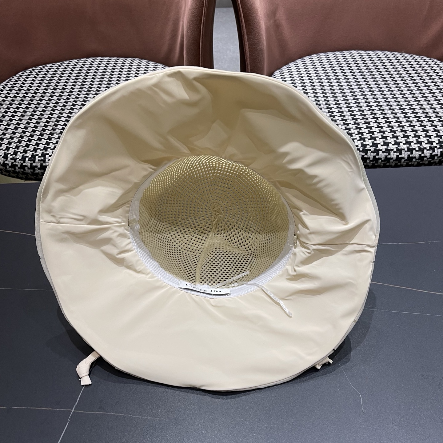 迪奥Dior 韩版波点蝴蝶结渔夫帽子女夏季出游防紫外线遮阳帽透气防晒帽百搭