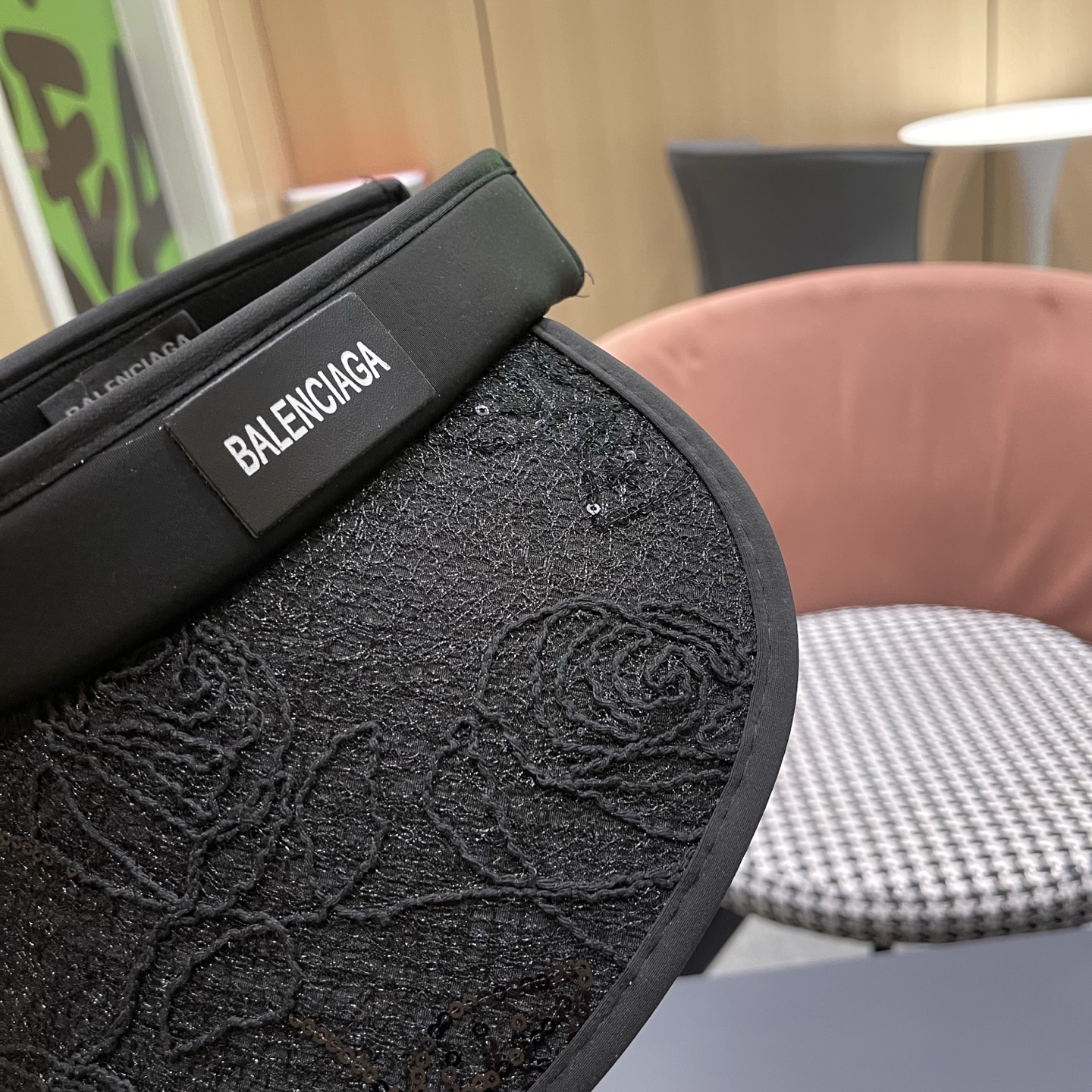 BALENCIAGA巴黎世家 新款蕾丝空顶遮阳帽子女夏季户外通勤防晒帽大帽檐时尚透气显脸小