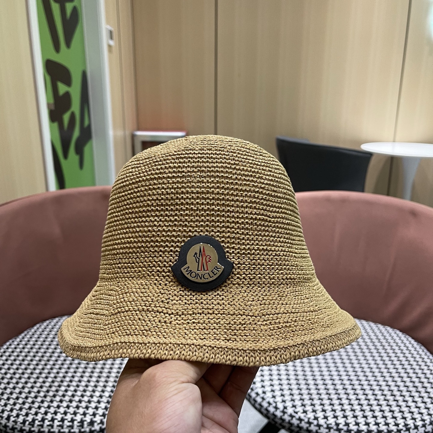 MONCLER（蒙口）韩版纯色简约显脸小渔夫帽子女春夏季透气遮阳防晒时尚百搭水桶帽