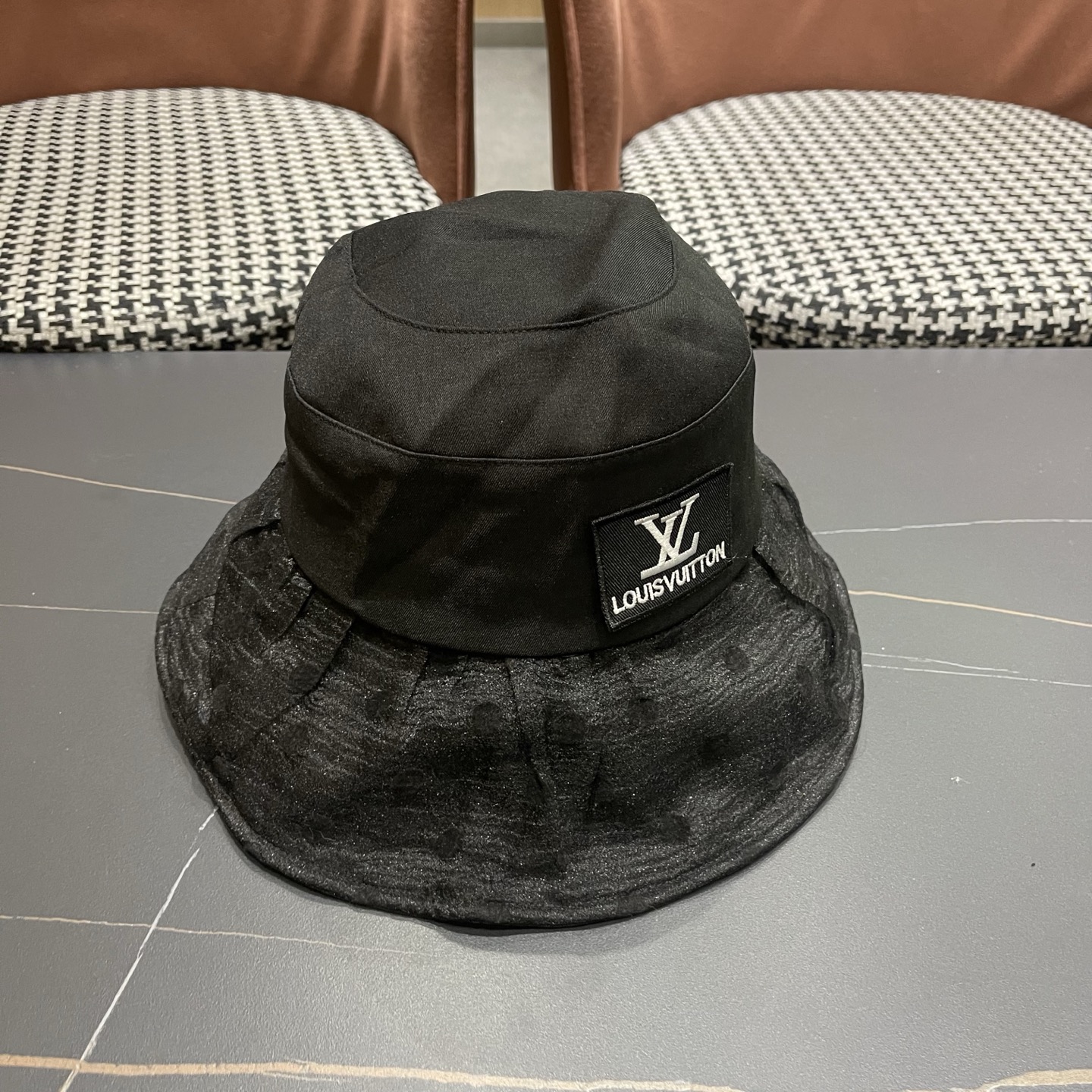 LV路易威登 新款春夏季波点蕾丝蝴蝶结渔夫帽子女日系简约大帽檐防晒出游