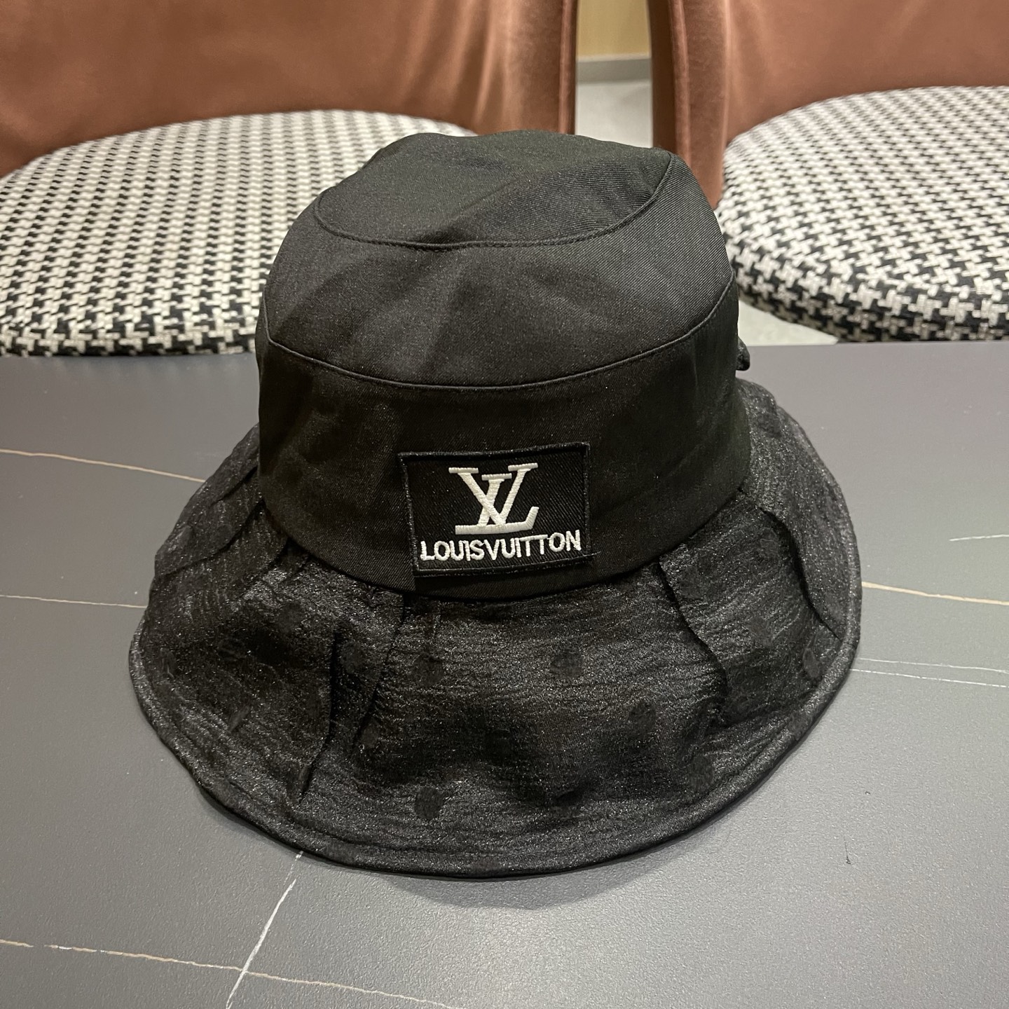 LV路易威登 新款春夏季波点蕾丝蝴蝶结渔夫帽子女日系简约大帽檐防晒出游