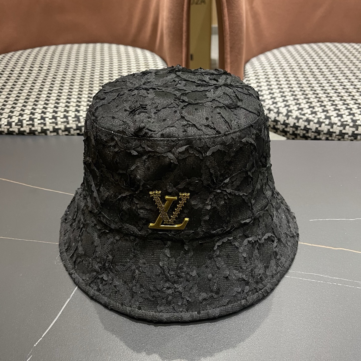 LV路易威登 帽子女夏天遮阳平顶薄款蕾丝盆帽潮日系百搭可折叠气质复古渔夫帽
