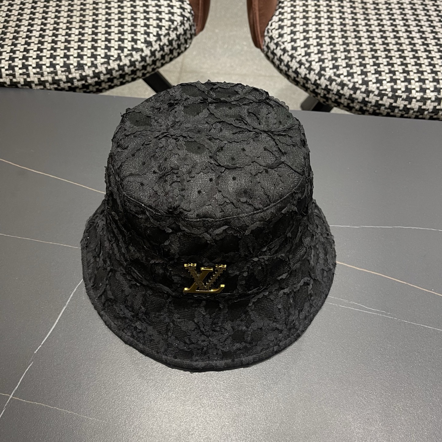 LV路易威登 帽子女夏天遮阳平顶薄款蕾丝盆帽潮日系百搭可折叠气质复古渔夫帽