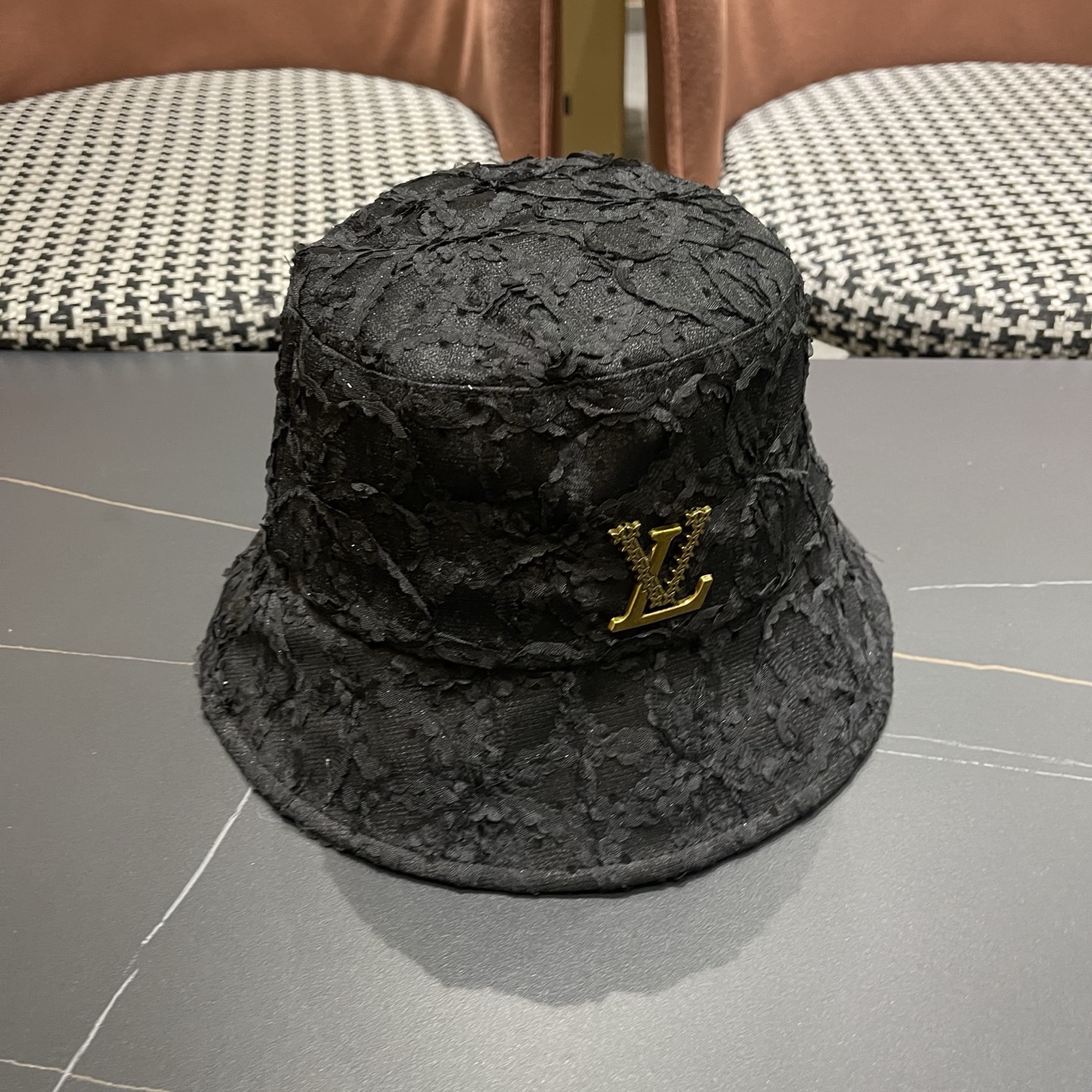 LV路易威登 帽子女夏天遮阳平顶薄款蕾丝盆帽潮日系百搭可折叠气质复古渔夫帽