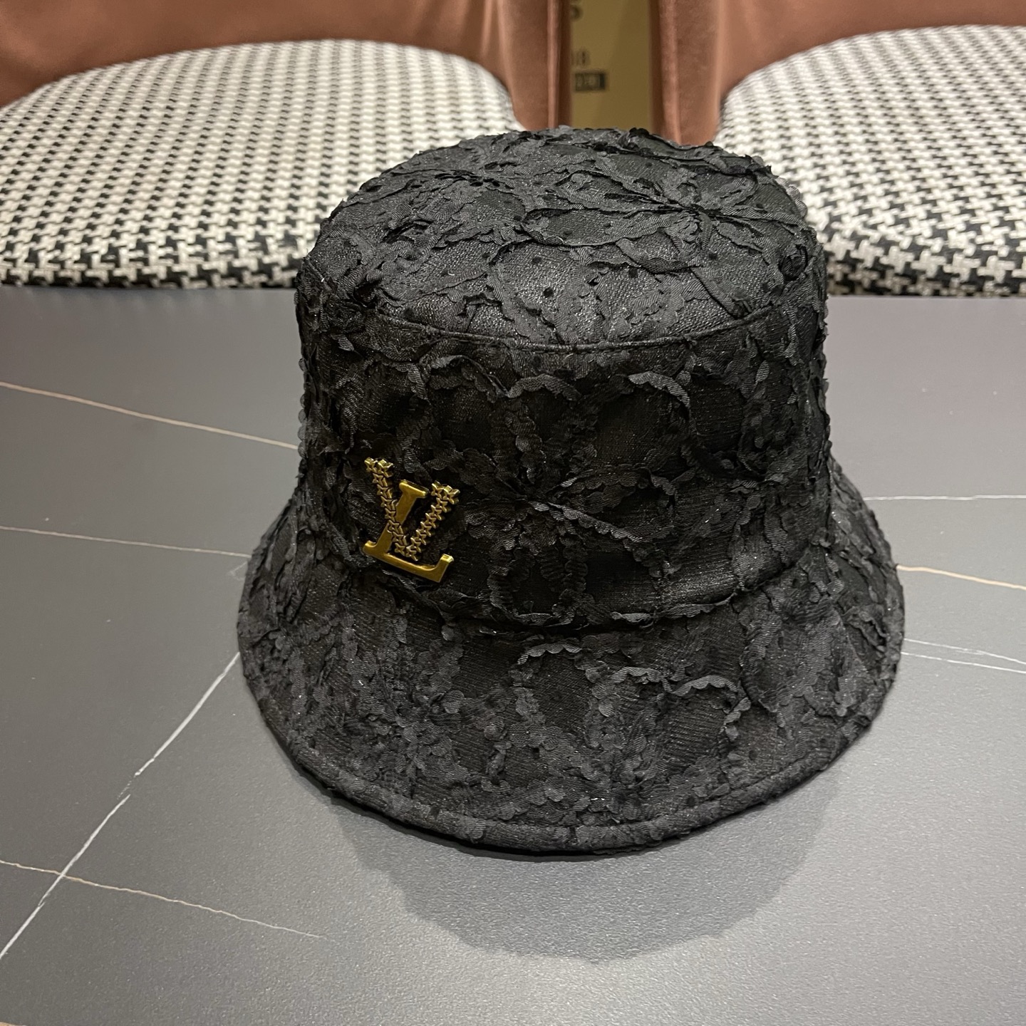 LV路易威登 帽子女夏天遮阳平顶薄款蕾丝盆帽潮日系百搭可折叠气质复古渔夫帽
