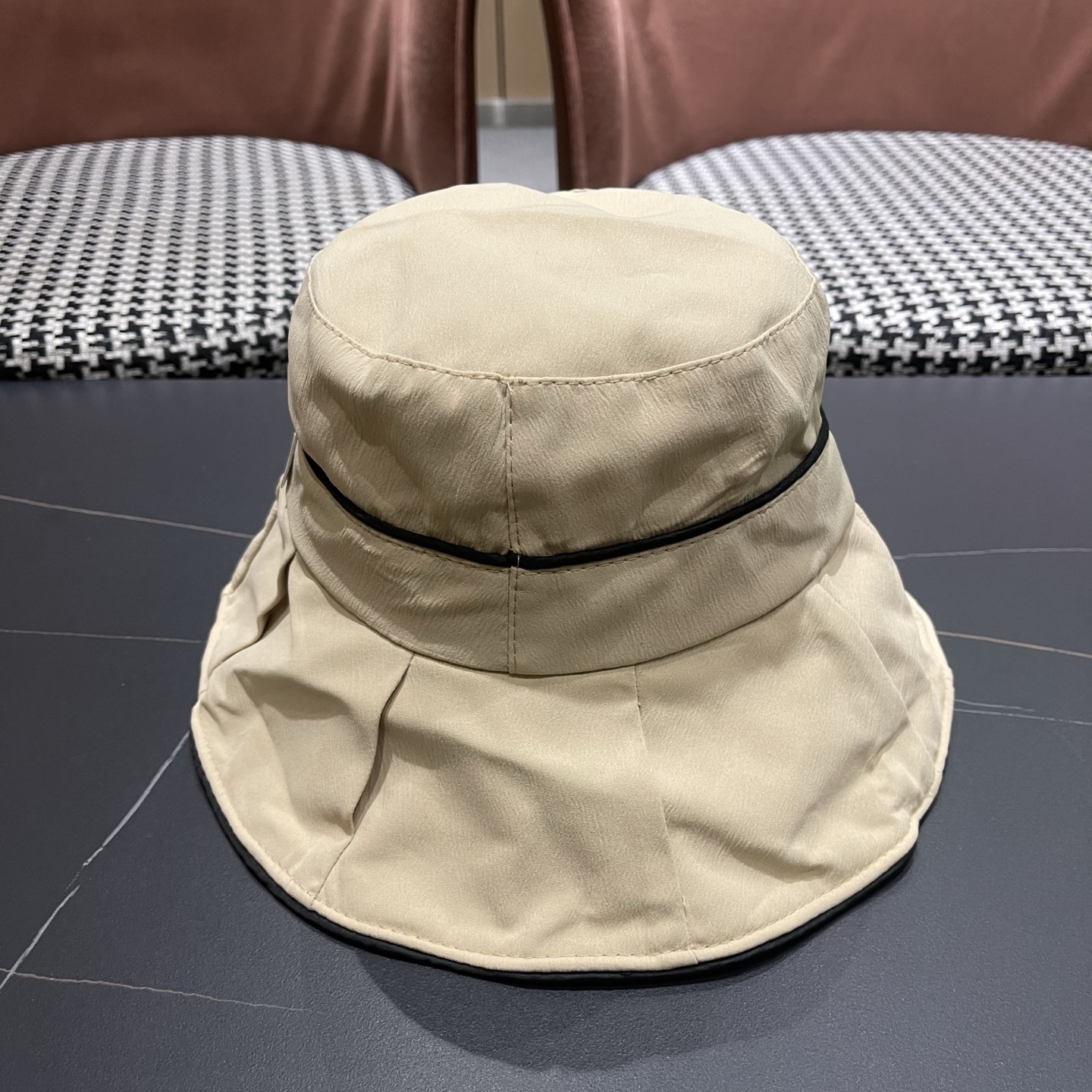 HERMES爱马仕韩版夏季新款帽子女百渔夫帽黑胶防晒遮阳帽折叠太阳帽潮