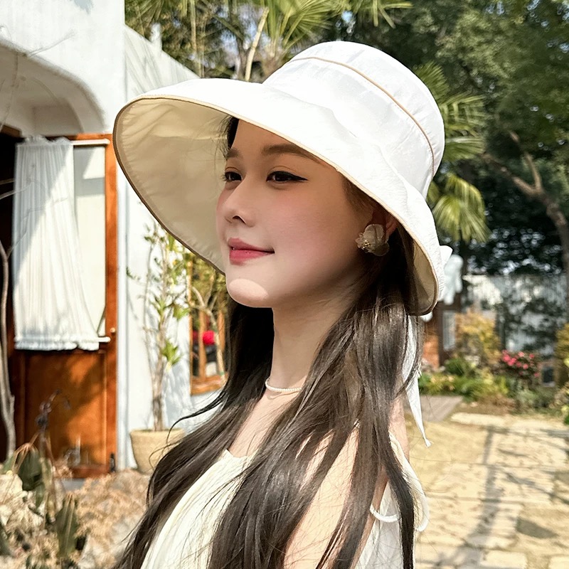 迪奥Dior 大檐彩胶防晒帽女春夏新款渔夫帽遮阳显脸小太阳帽子可折叠遮阳帽