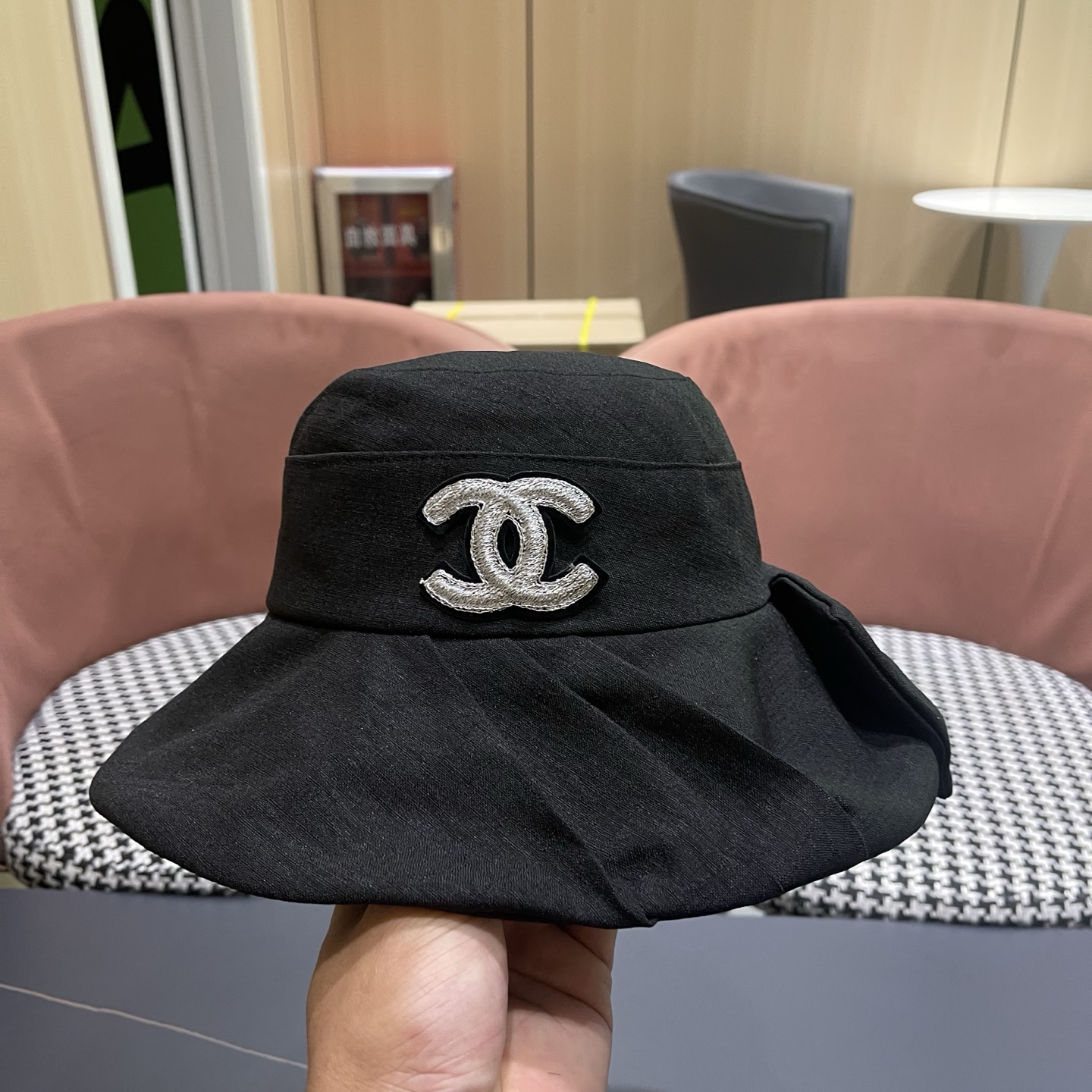 CHANEL香奈儿 百搭渔夫帽潮春夏季后开叉蝴蝶结时尚休闲防晒遮阳帽韩版帽子女