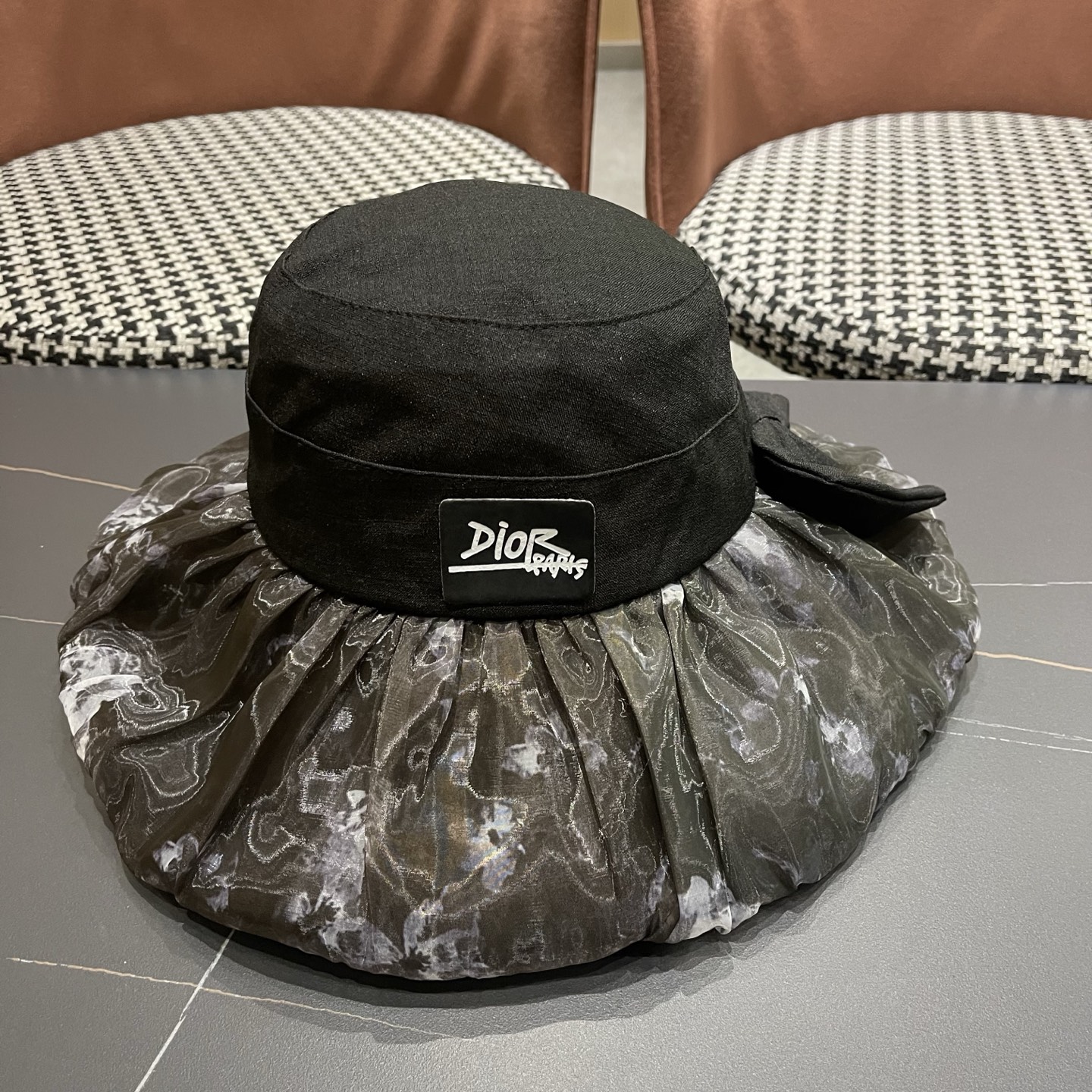 Dior迪奥 新款女士薄款洋气帽子夏季蝴蝶结渔夫帽薄 款出游遮阳帽防晒太阳帽