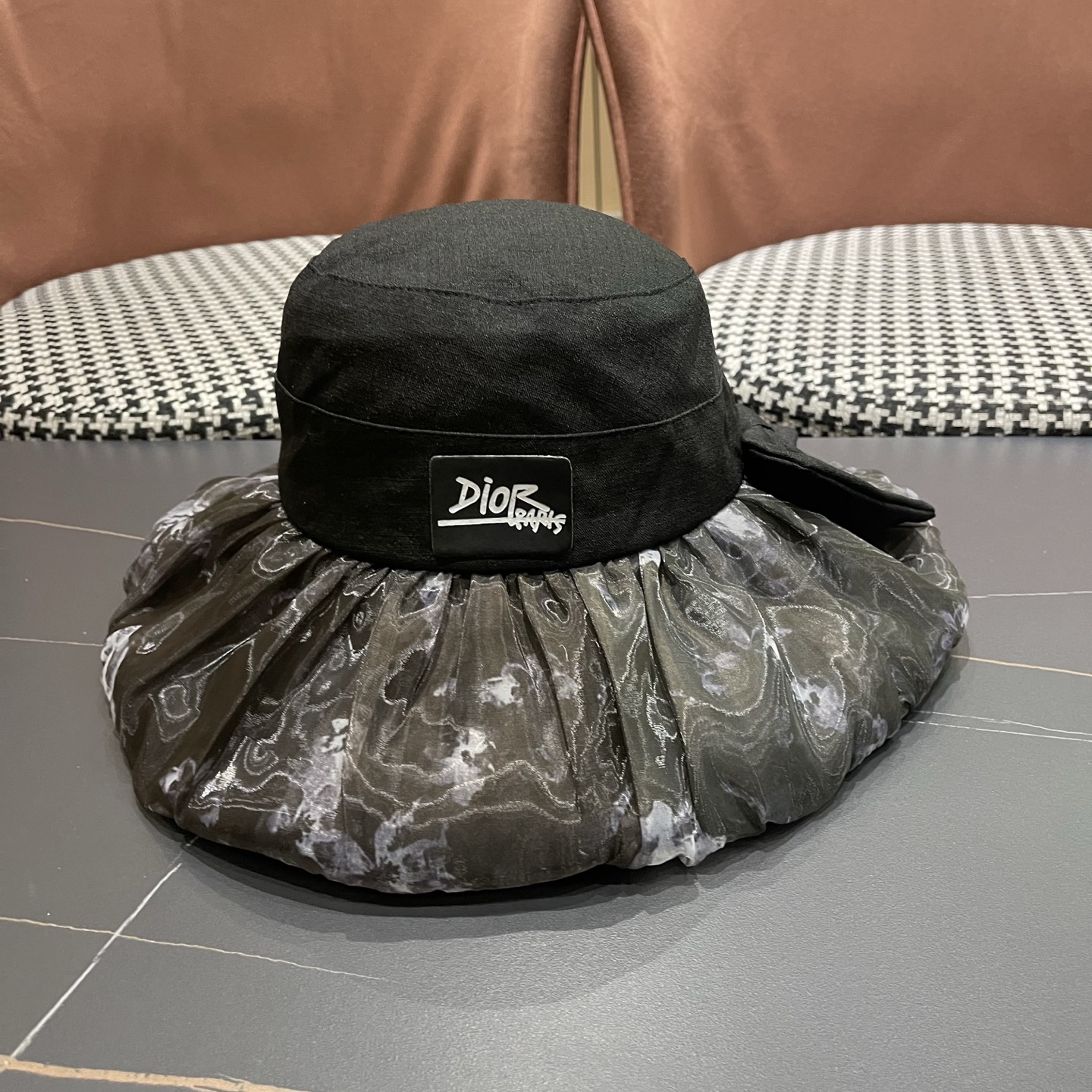 Dior迪奥 新款女士薄款洋气帽子夏季蝴蝶结渔夫帽薄 款出游遮阳帽防晒太阳帽