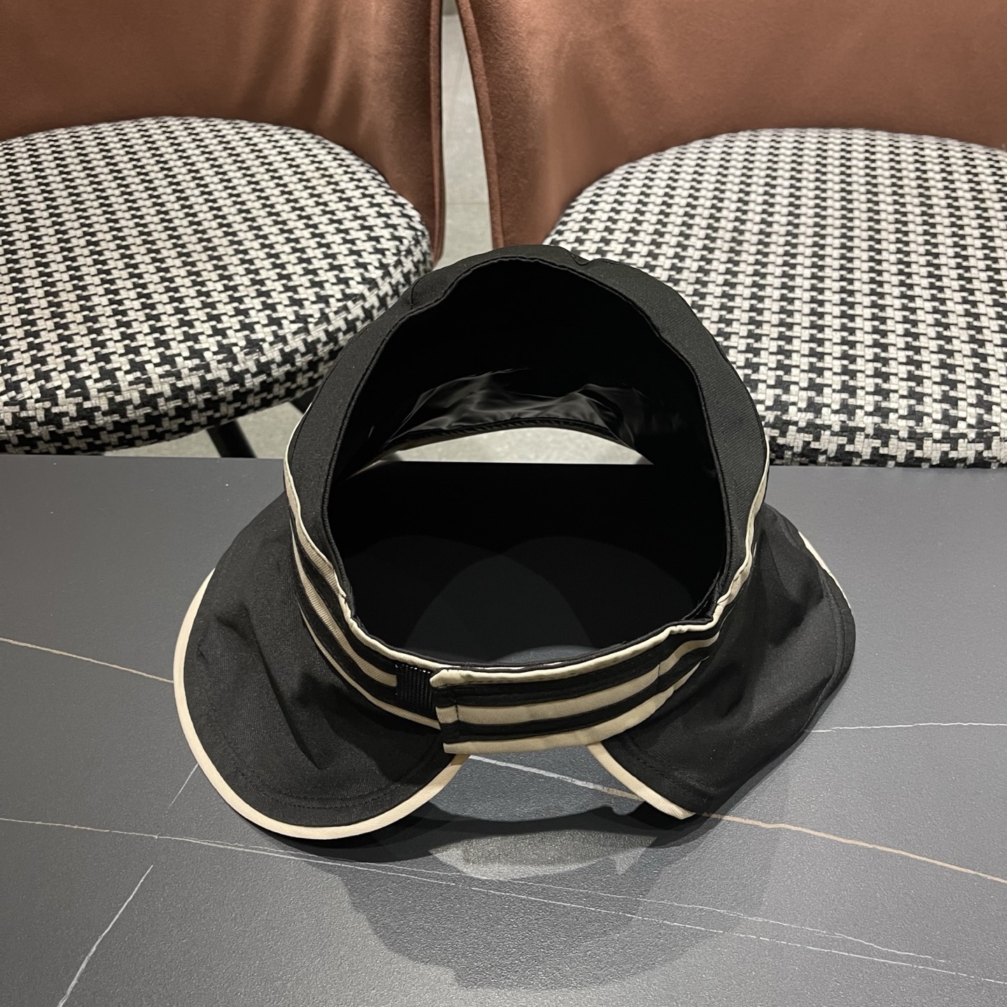 MONCLER（蒙口） 空顶防晒帽夏季帽子女薄款黑胶大帽檐遮阳 帽防紫外线太阳帽沙滩帽