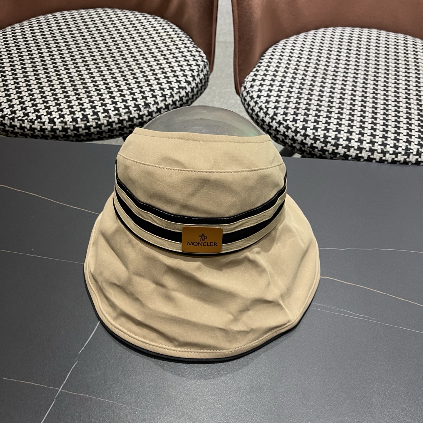 MONCLER（蒙口） 空顶防晒帽夏季帽子女薄款黑胶大帽檐遮阳 帽防紫外线太阳帽沙滩帽