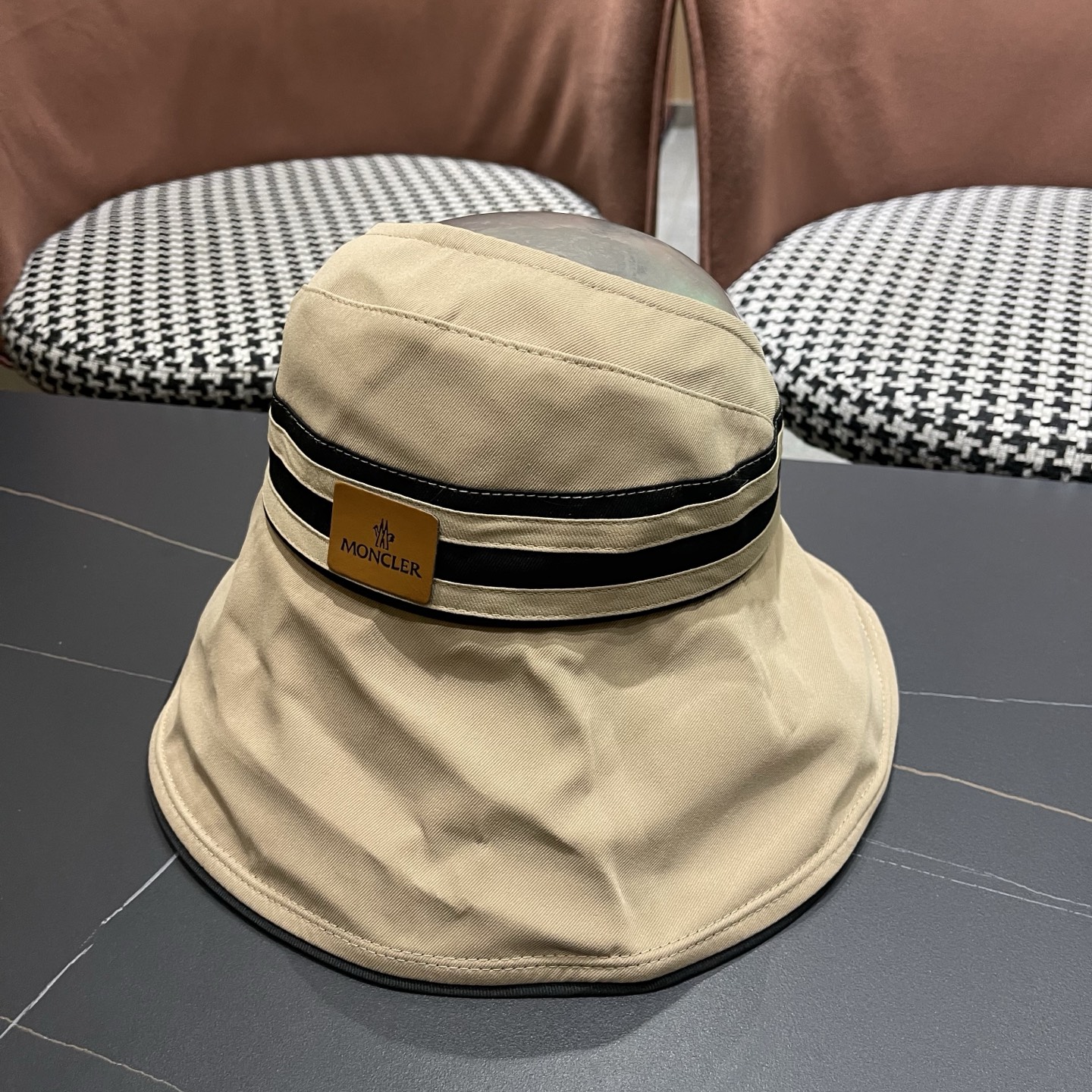 MONCLER（蒙口） 空顶防晒帽夏季帽子女薄款黑胶大帽檐遮阳 帽防紫外线太阳帽沙滩帽