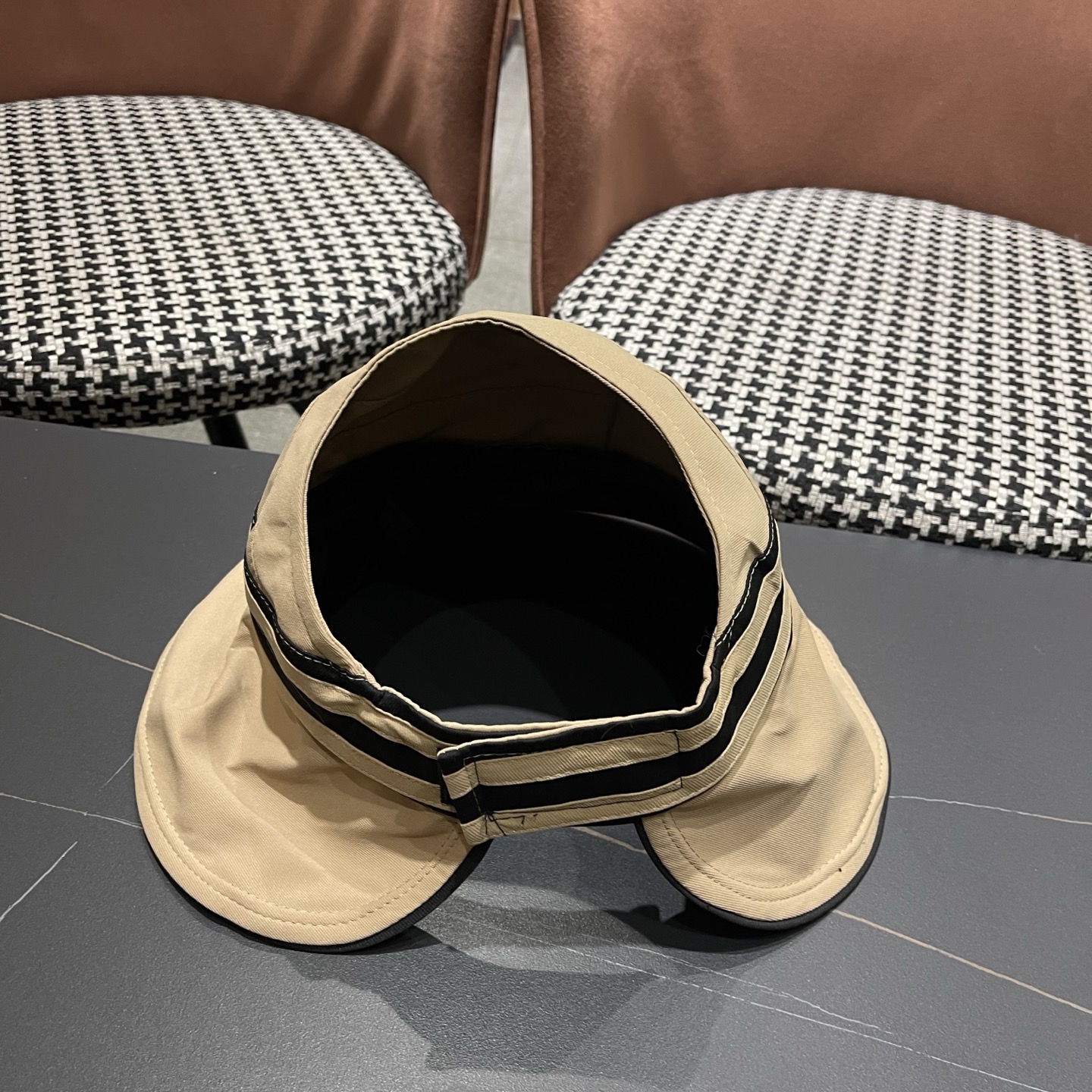 MONCLER（蒙口） 空顶防晒帽夏季帽子女薄款黑胶大帽檐遮阳 帽防紫外线太阳帽沙滩帽