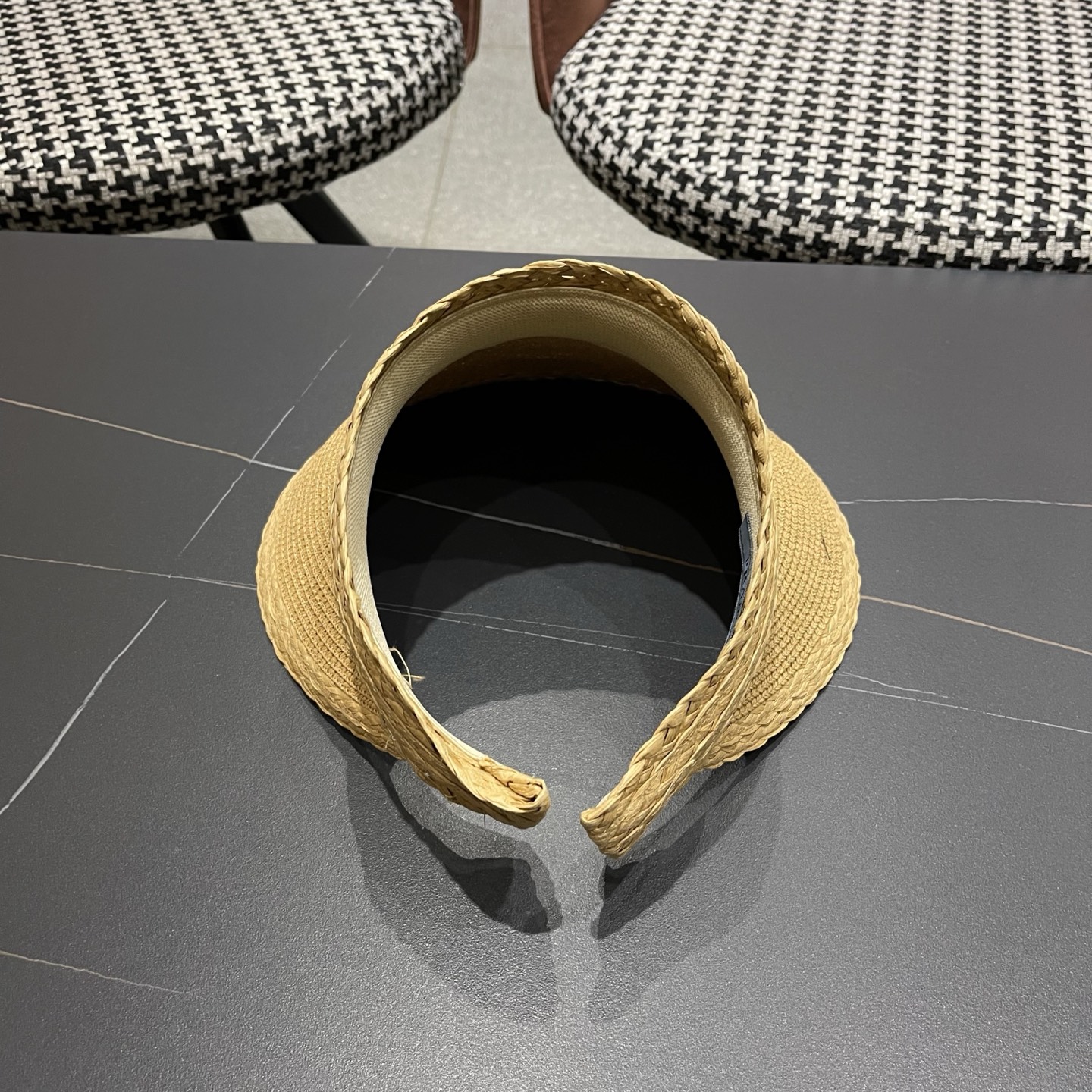 PRADA普拉达 原创加大高定草帽女夏季发 箍遮阳帽防晒显脸小大檐空顶帽