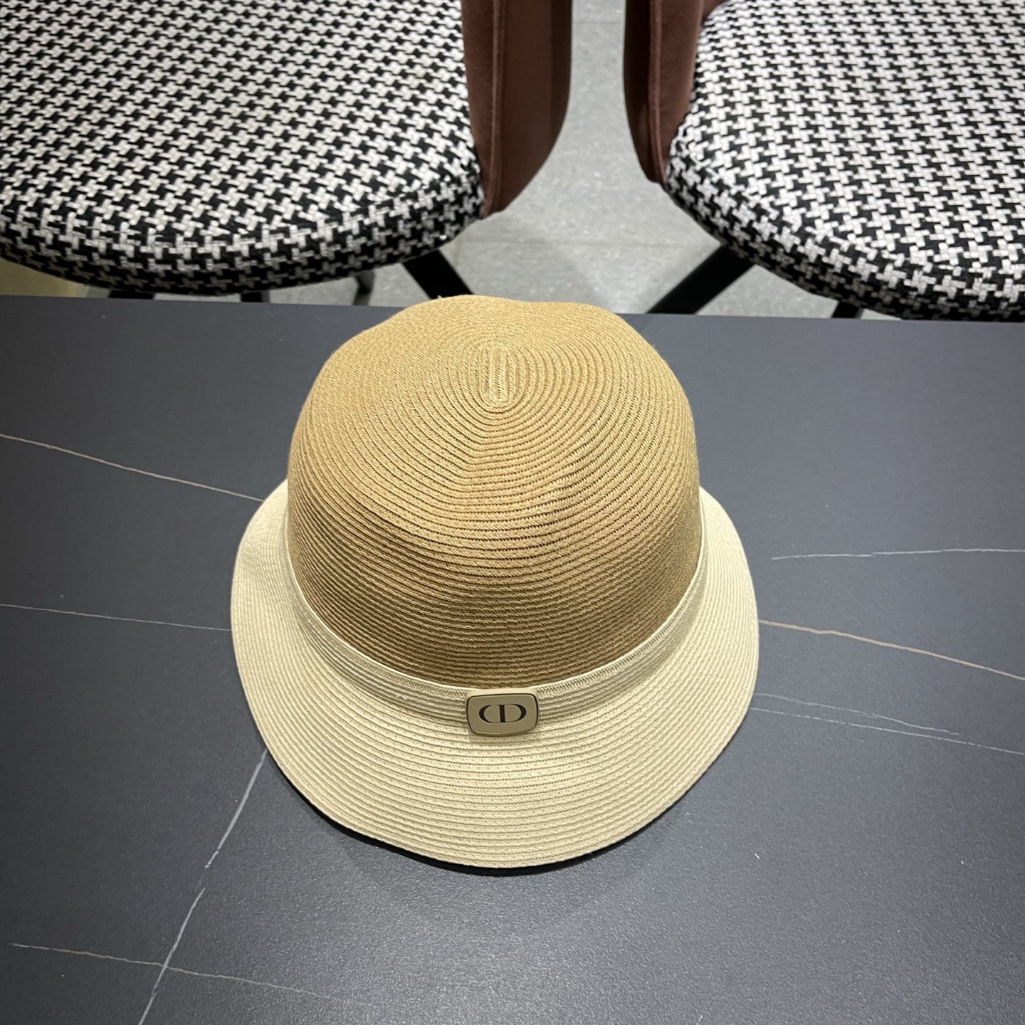 Dior迪奥 双层蝴蝶结装饰草帽女帽子夏遮阳帽防晒帽优雃出游度假防晒渔夫帽 