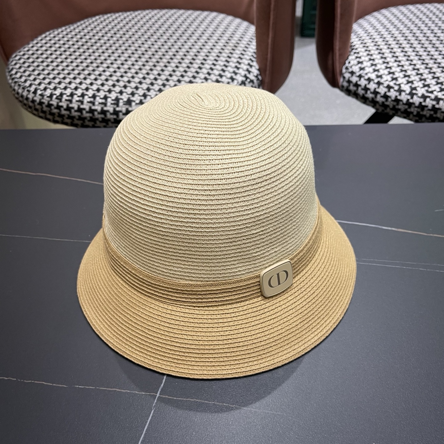 Dior迪奥 双层蝴蝶结装饰草帽女帽子夏遮阳帽防晒帽优雃出游度假防晒渔夫帽 