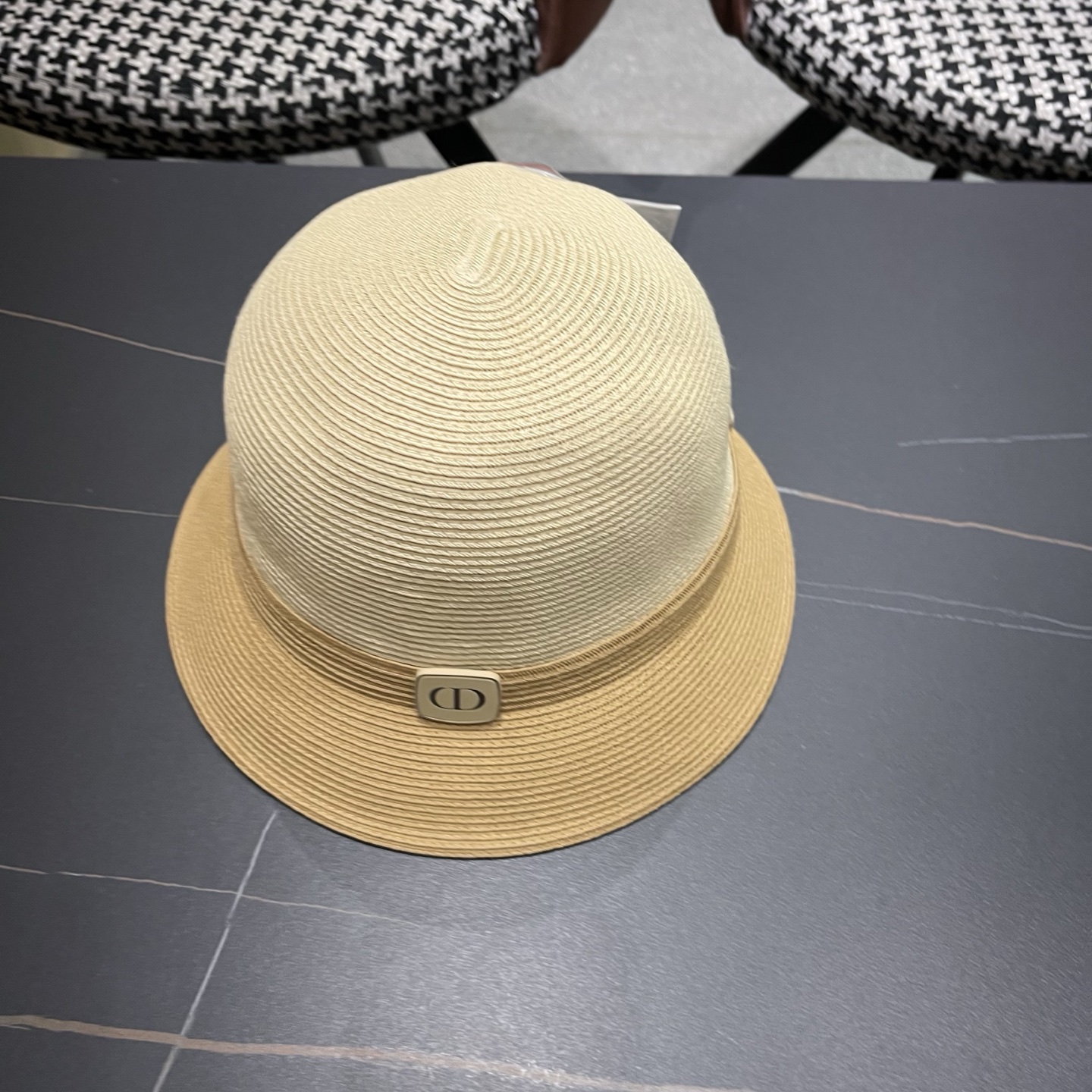 Dior迪奥 双层蝴蝶结装饰草帽女帽子夏遮阳帽防晒帽优雃出游度假防晒渔夫帽 