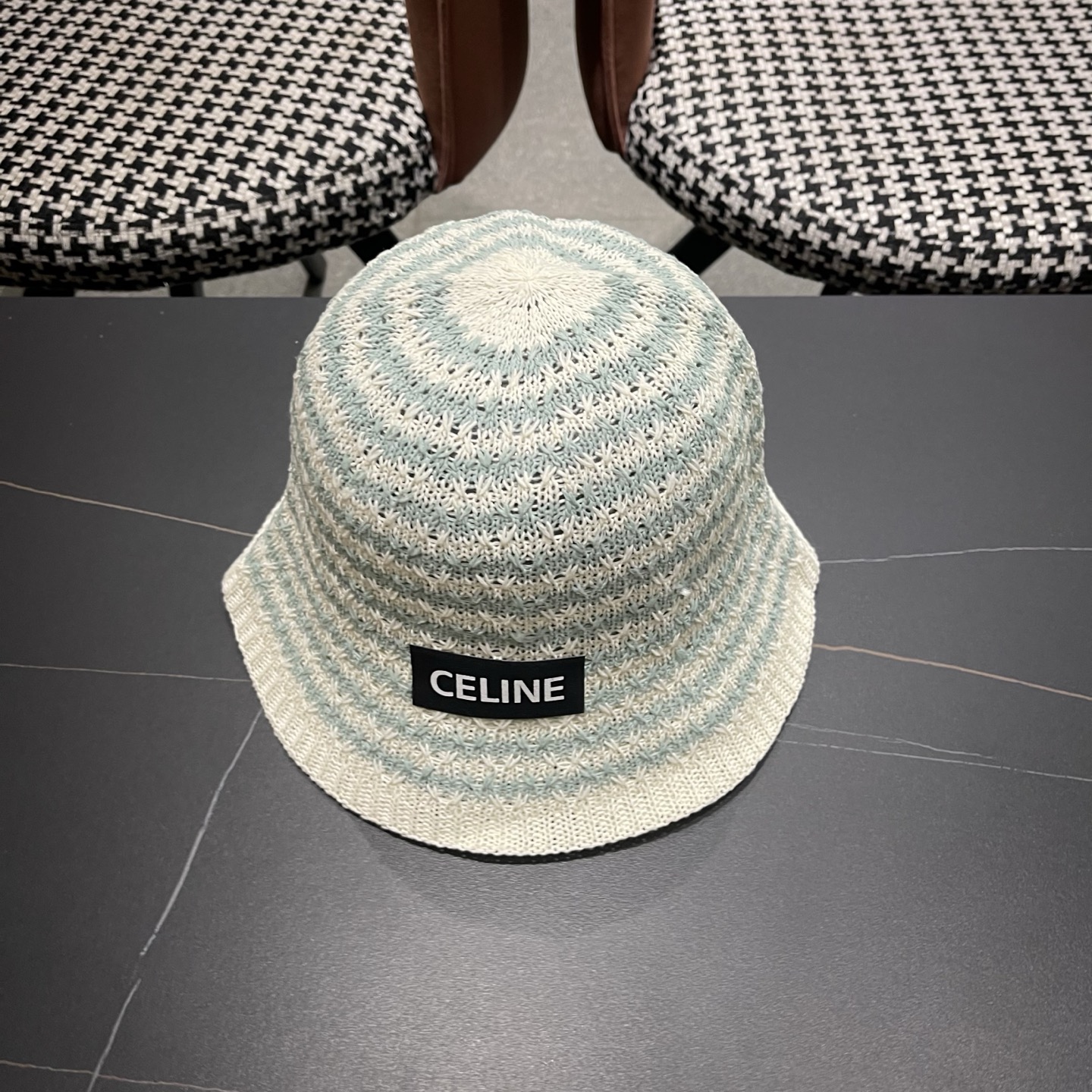 Celine 赛琳 韩版小清新条纹镂空渔夫帽子女春夏 薄款透气遮阳百搭盆帽显脸小