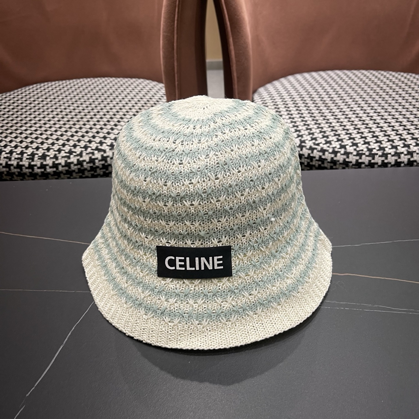 Celine 赛琳 韩版小清新条纹镂空渔夫帽子女春夏 薄款透气遮阳百搭盆帽显脸小
