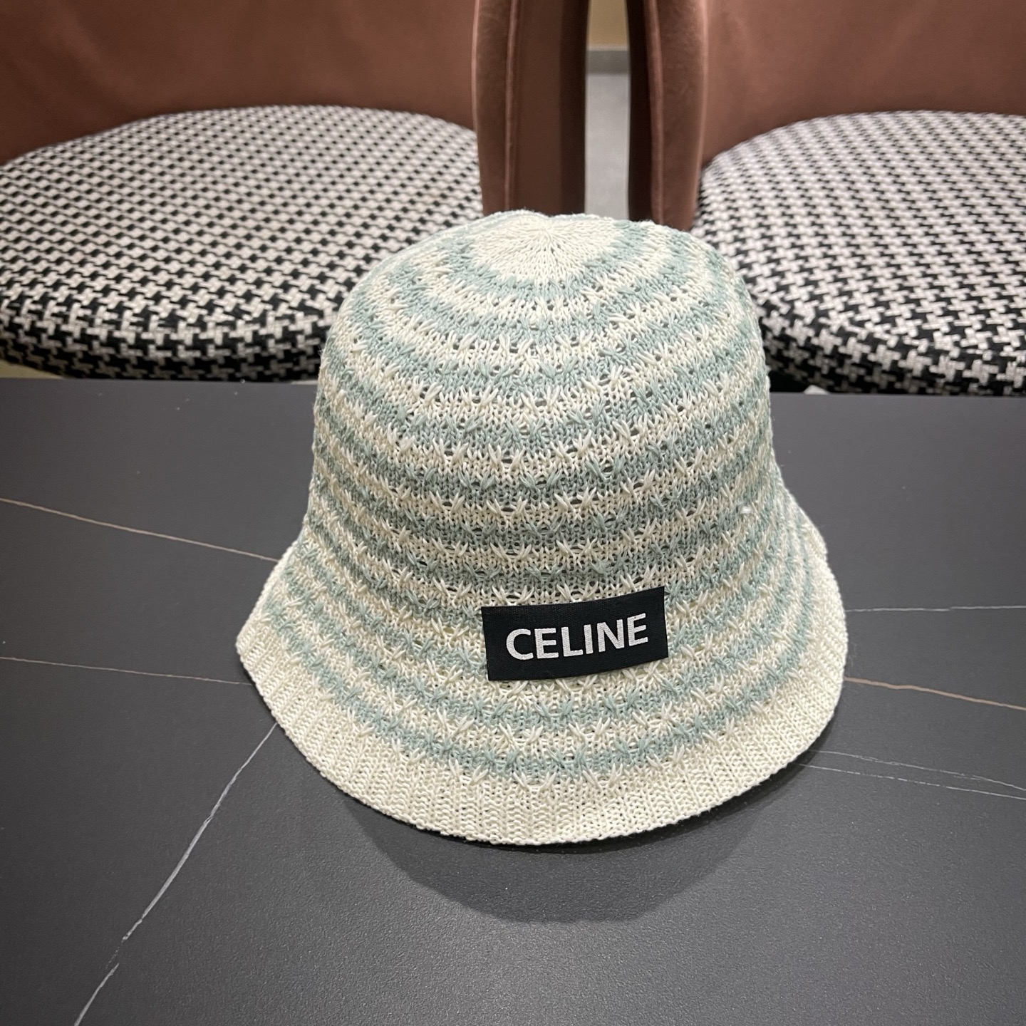 Celine 赛琳 韩版小清新条纹镂空渔夫帽子女春夏 薄款透气遮阳百搭盆帽显脸小