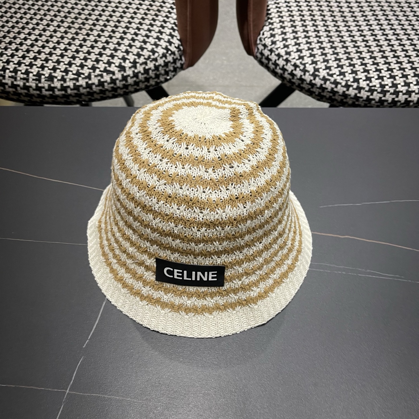 Celine 赛琳 韩版小清新条纹镂空渔夫帽子女春夏 薄款透气遮阳百搭盆帽显脸小