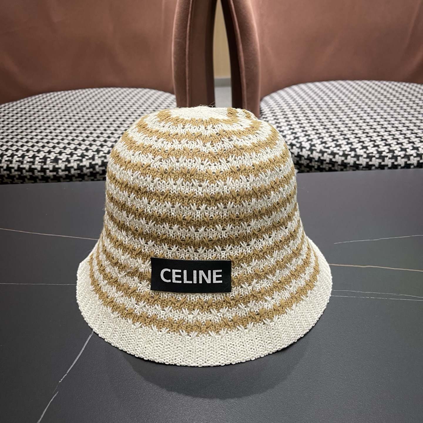 Celine 赛琳 韩版小清新条纹镂空渔夫帽子女春夏 薄款透气遮阳百搭盆帽显脸小