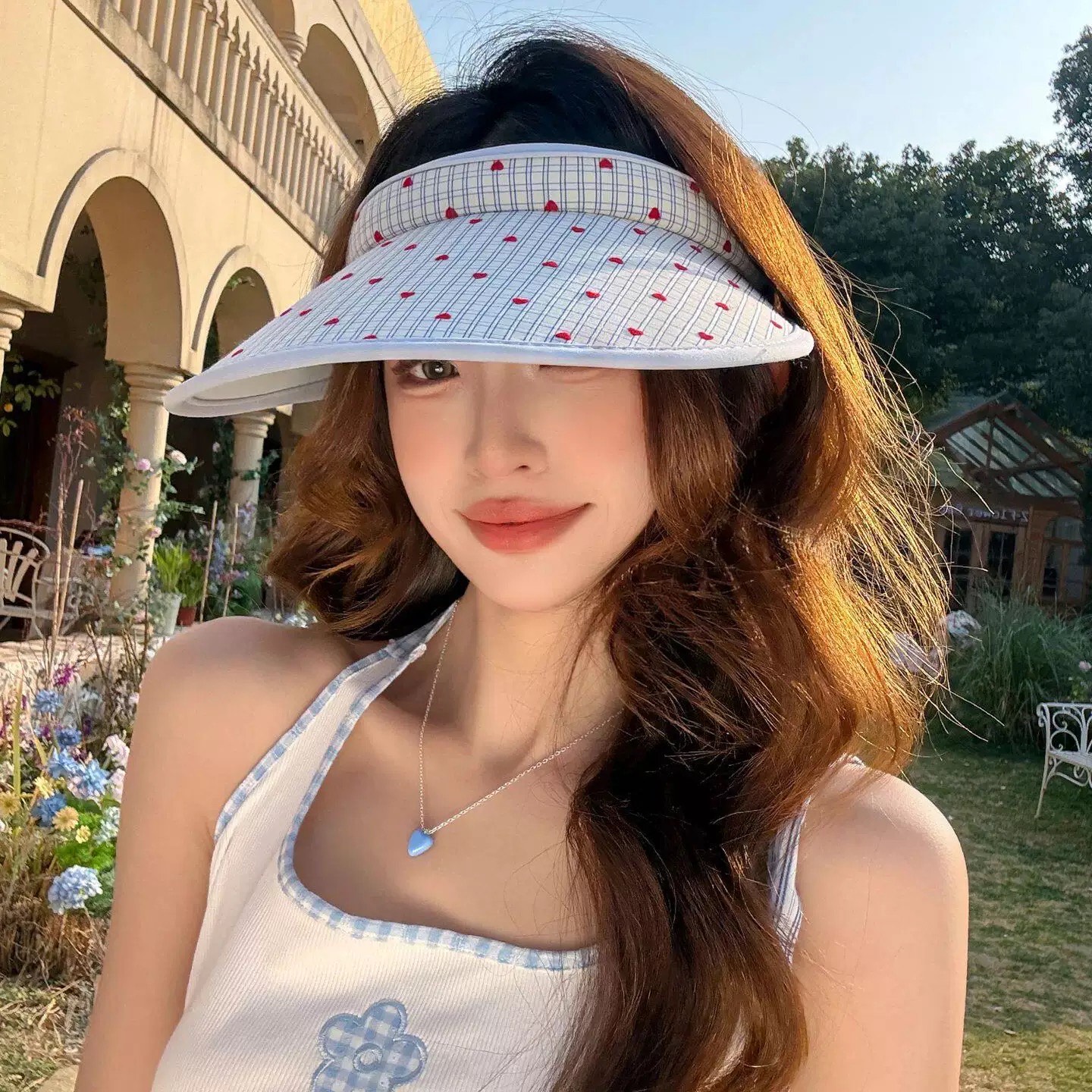 Fendi 芬迪 小清新粉色空顶帽女夏季新款大帽檐户外防紫外线遮阳防晒帽子