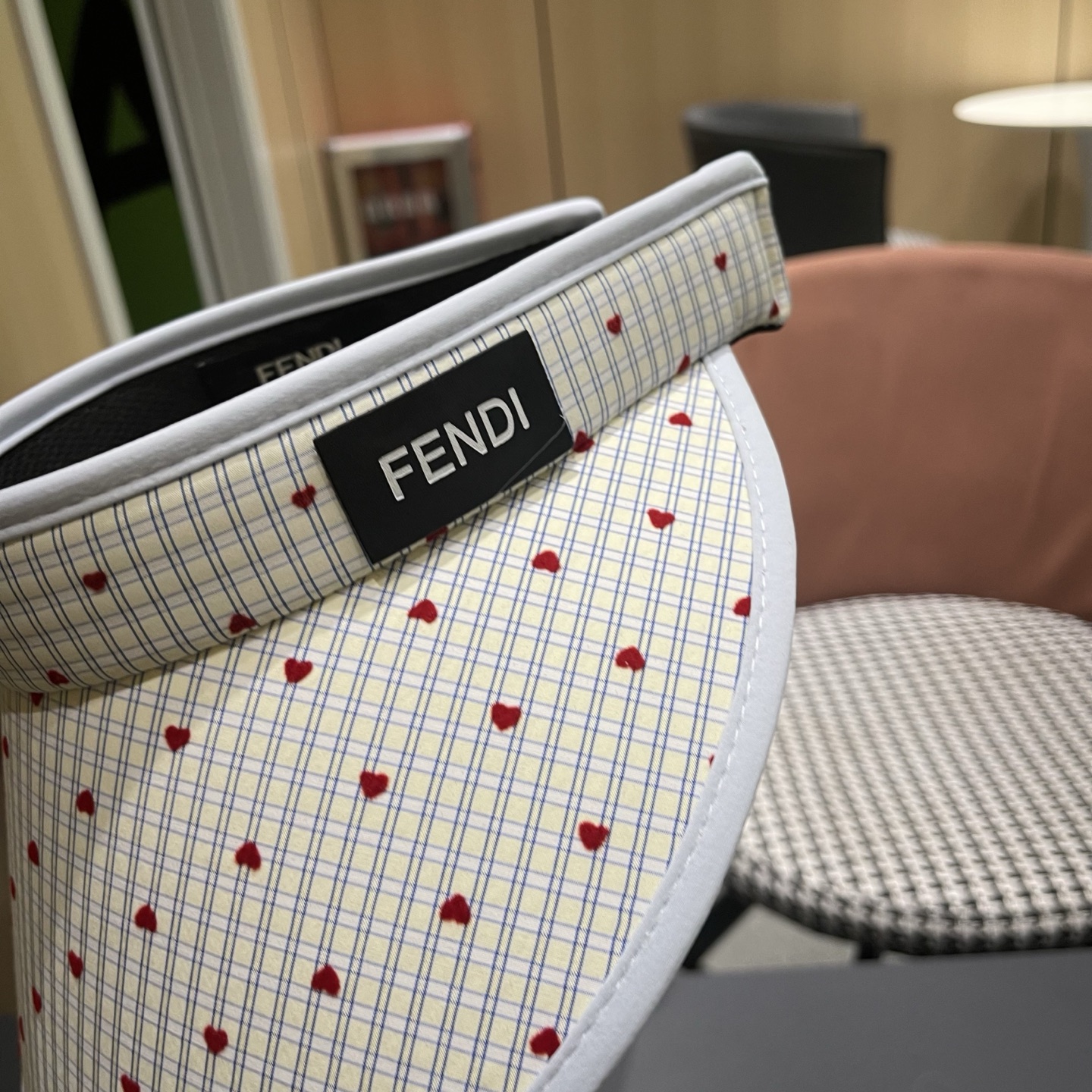 Fendi 芬迪 小清新粉色空顶帽女夏季新款大帽檐户外防紫外线遮阳防晒帽子
