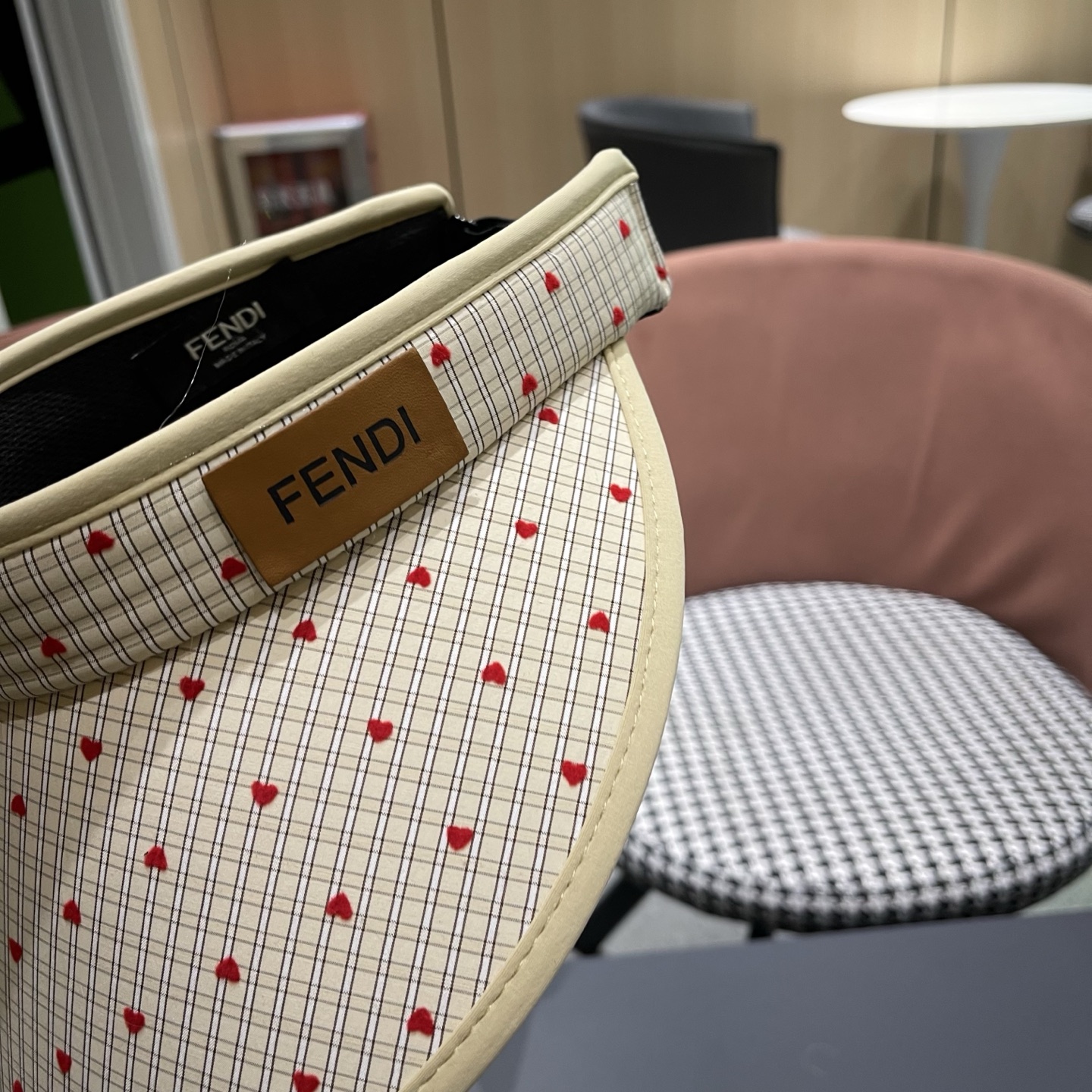 Fendi 芬迪 小清新粉色空顶帽女夏季新款大帽檐户外防紫外线遮阳防晒帽子
