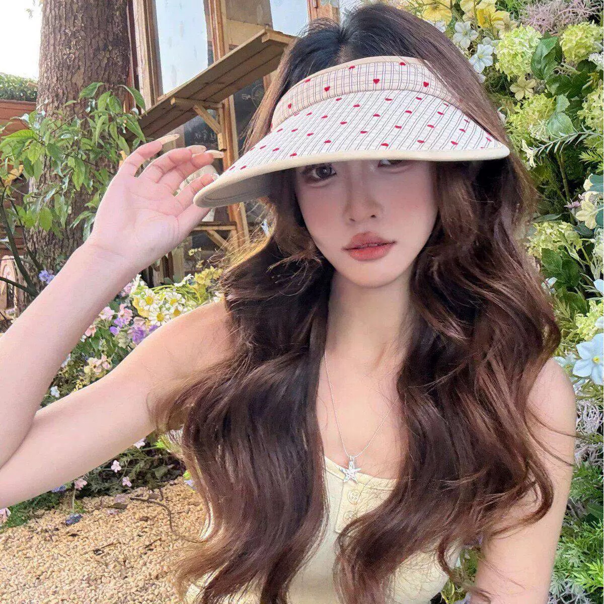 Fendi 芬迪 小清新粉色空顶帽女夏季新款大帽檐户外防紫外线遮阳防晒帽子