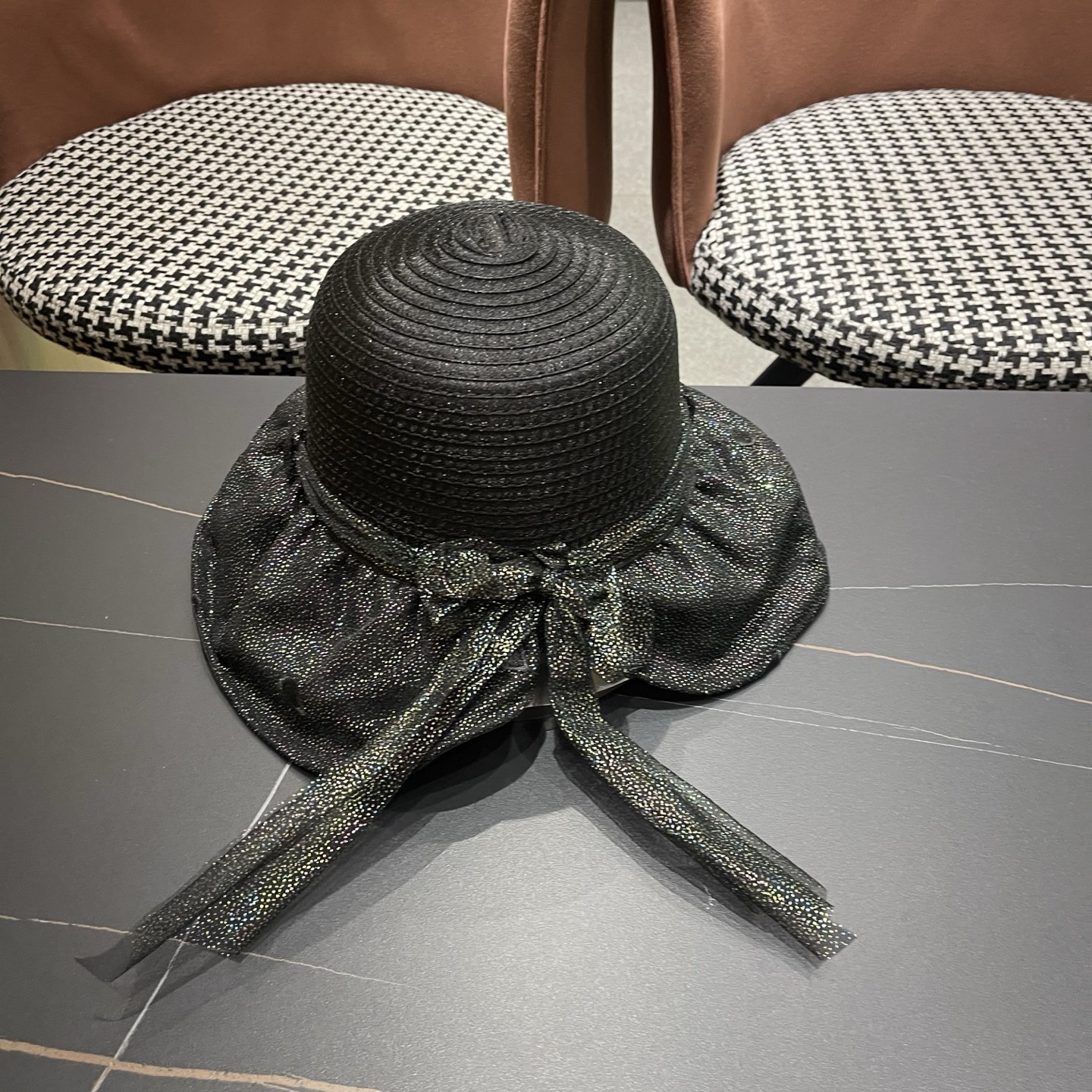 HERMES爱马仕大檐遮阳帽女夏季新款网纱气质彩胶渔夫帽女士防紫外线防晒帽