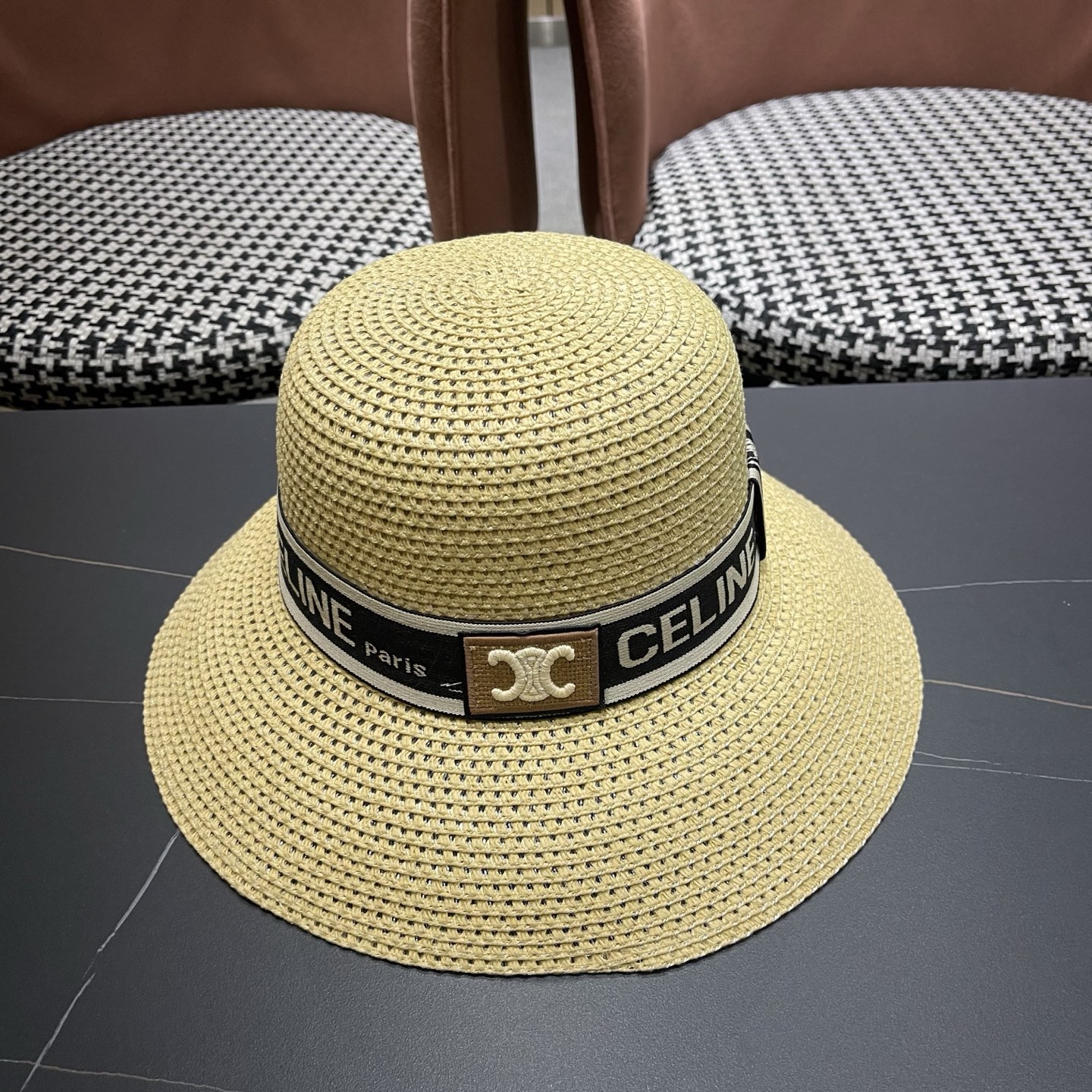 【CELINE赛琳】新款织带款镂空编织草帽，度假休闲必备，优雅大方的一款