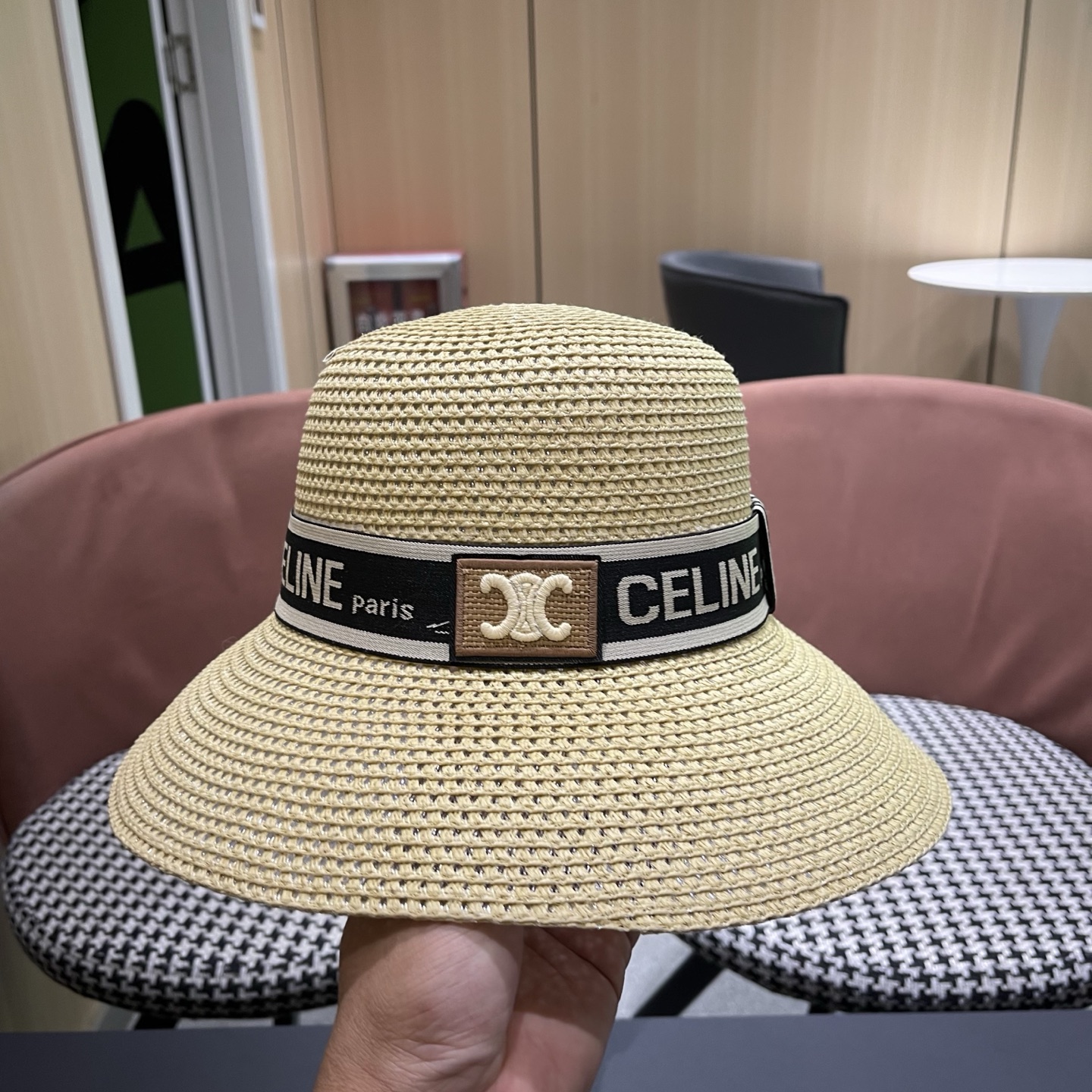 【CELINE赛琳】新款织带款镂空编织草帽，度假休闲必备，优雅大方的一款