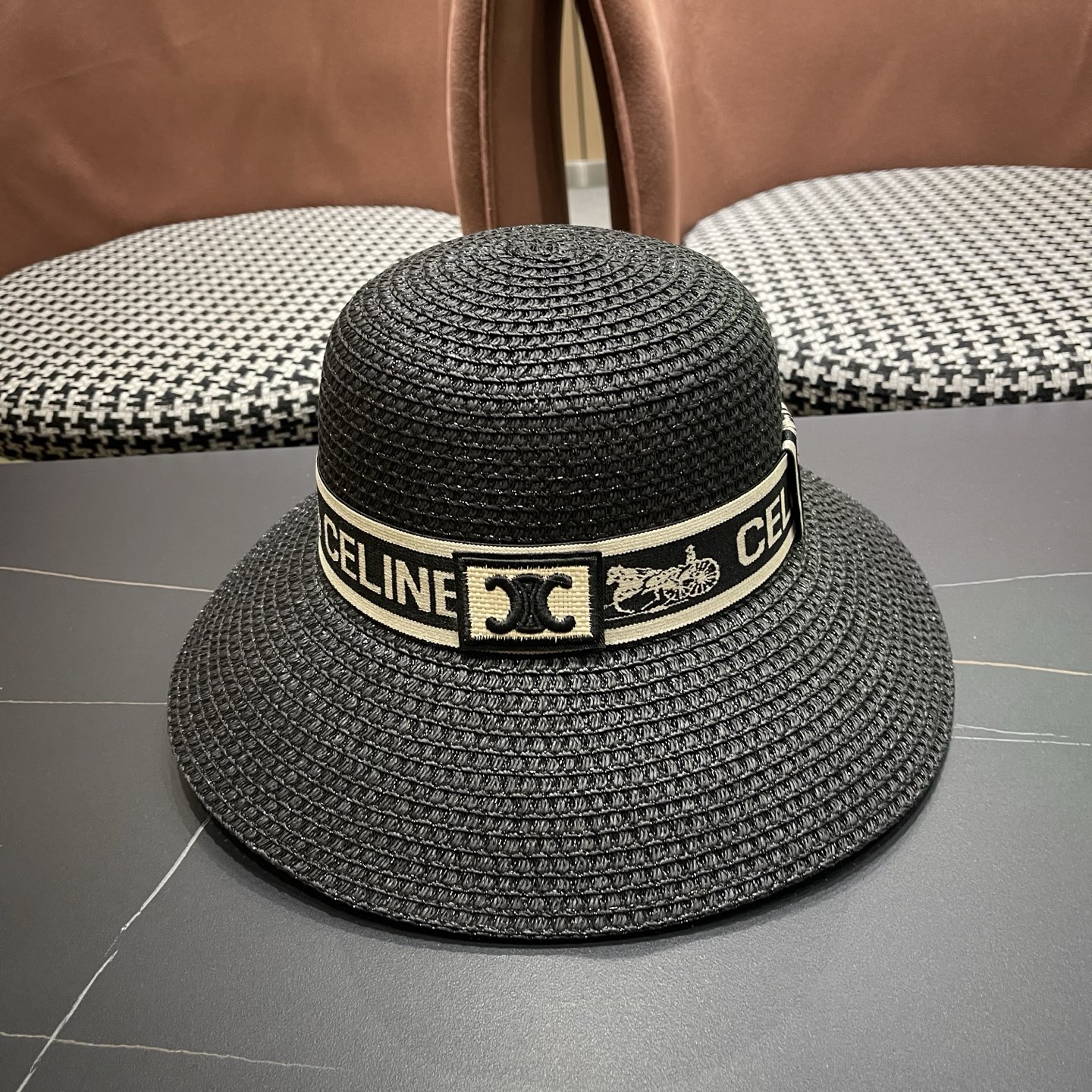 【CELINE赛琳】新款织带款镂空编织草帽，度假休闲必备，优雅大方的一款