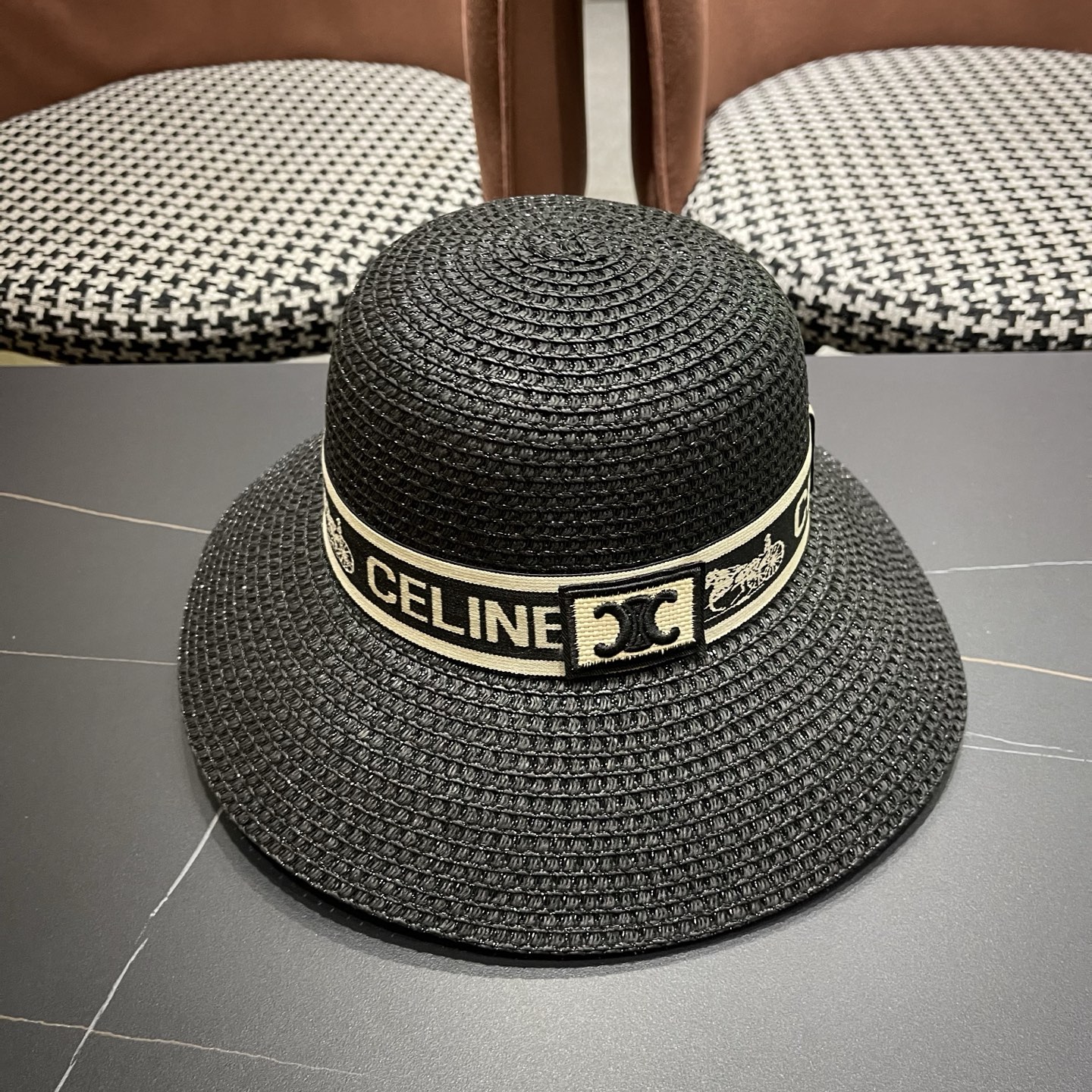 【CELINE赛琳】新款织带款镂空编织草帽，度假休闲必备，优雅大方的一款