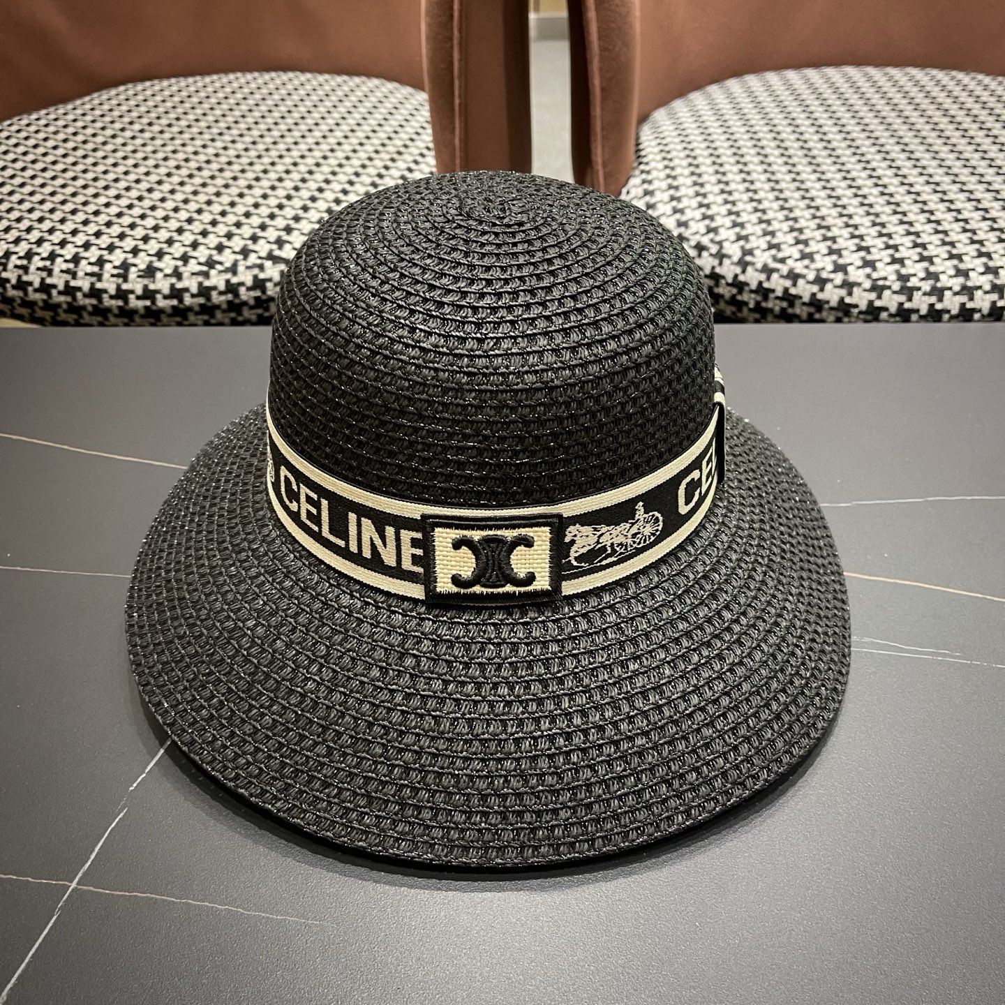 【CELINE赛琳】新款织带款镂空编织草帽，度假休闲必备，优雅大方的一款