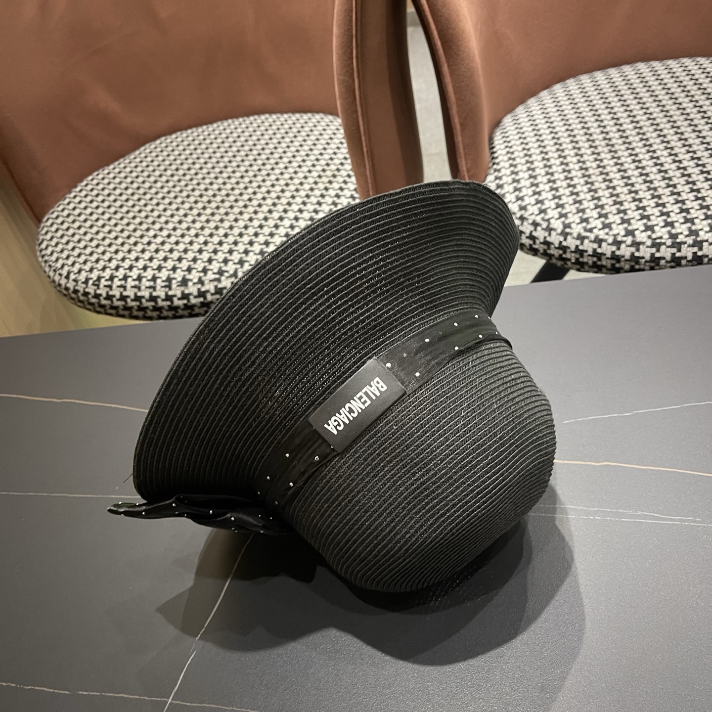 Balenciaga巴黎世家 法国欧洲风小檐礼帽女蝴蝶结盆帽优雅遮阳防晒渔 夫帽出游逛街草帽 