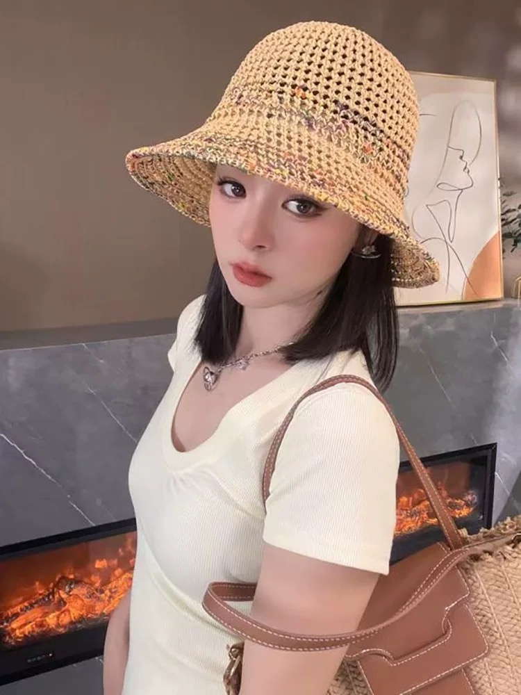 NO:755681,MONCLER (Mongolian) summer knitted hollow sun protection bucket hat for women, thin breathable color holiday style braided straw hat basin hat hat straw hat fisherman hat baseball cap, hat, Moncler, espadrilles, hats19860909MONCLER（蒙口） 夏季针织镂空防晒遮阳渔夫帽女薄款透气彩色度假风编织草帽盆帽子帽子草帽渔夫帽棒球帽,帽子,Moncler,espadrilles,hats,hat