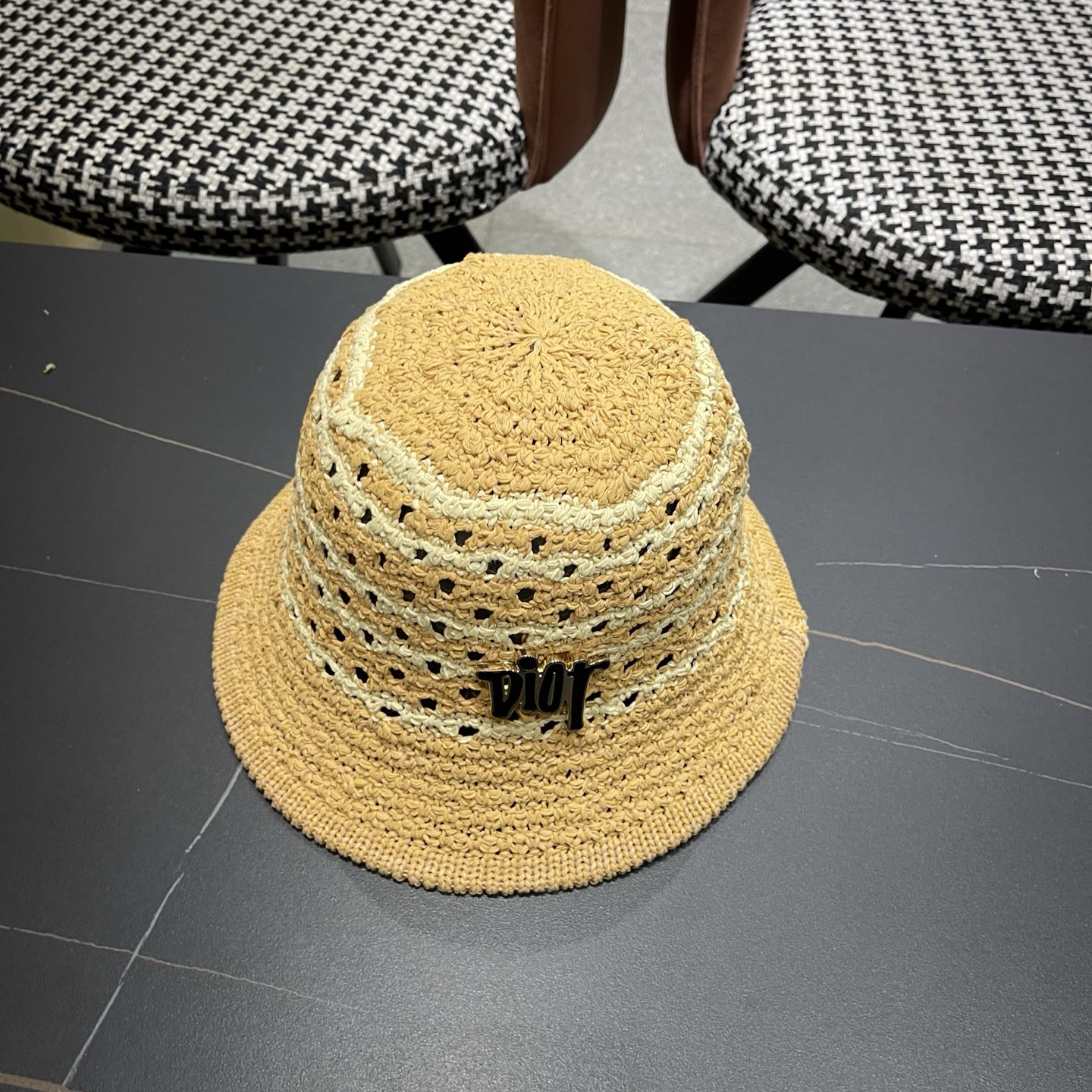 Dior迪奥 夏季镂空网眼透气渔夫帽女士防晒遮太阳显脸小水桶盆帽子薄款