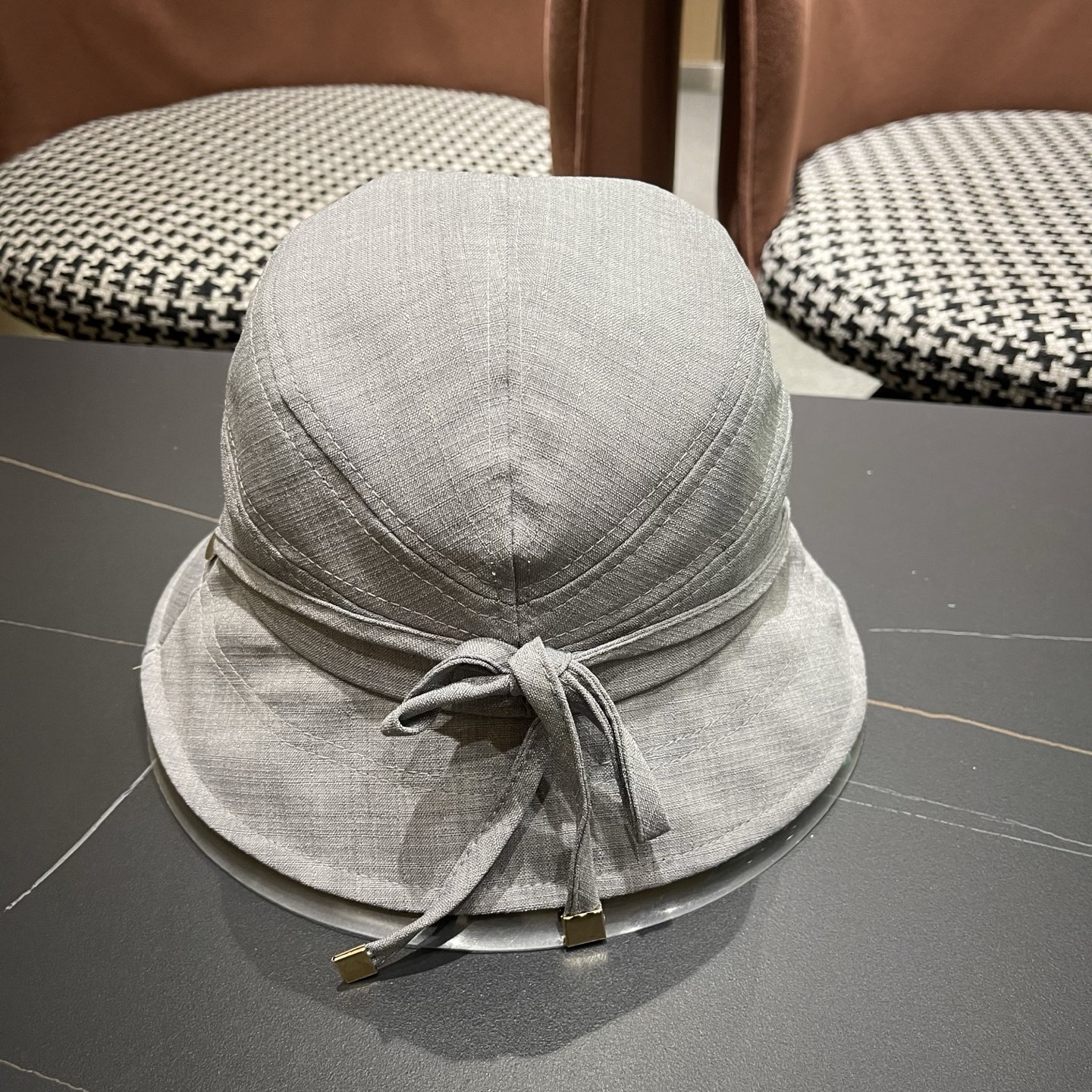 MONCLER（蒙口） 日系系带蝴蝶结盆帽春款小众渔夫帽女休闲百搭显脸小防晒帽子