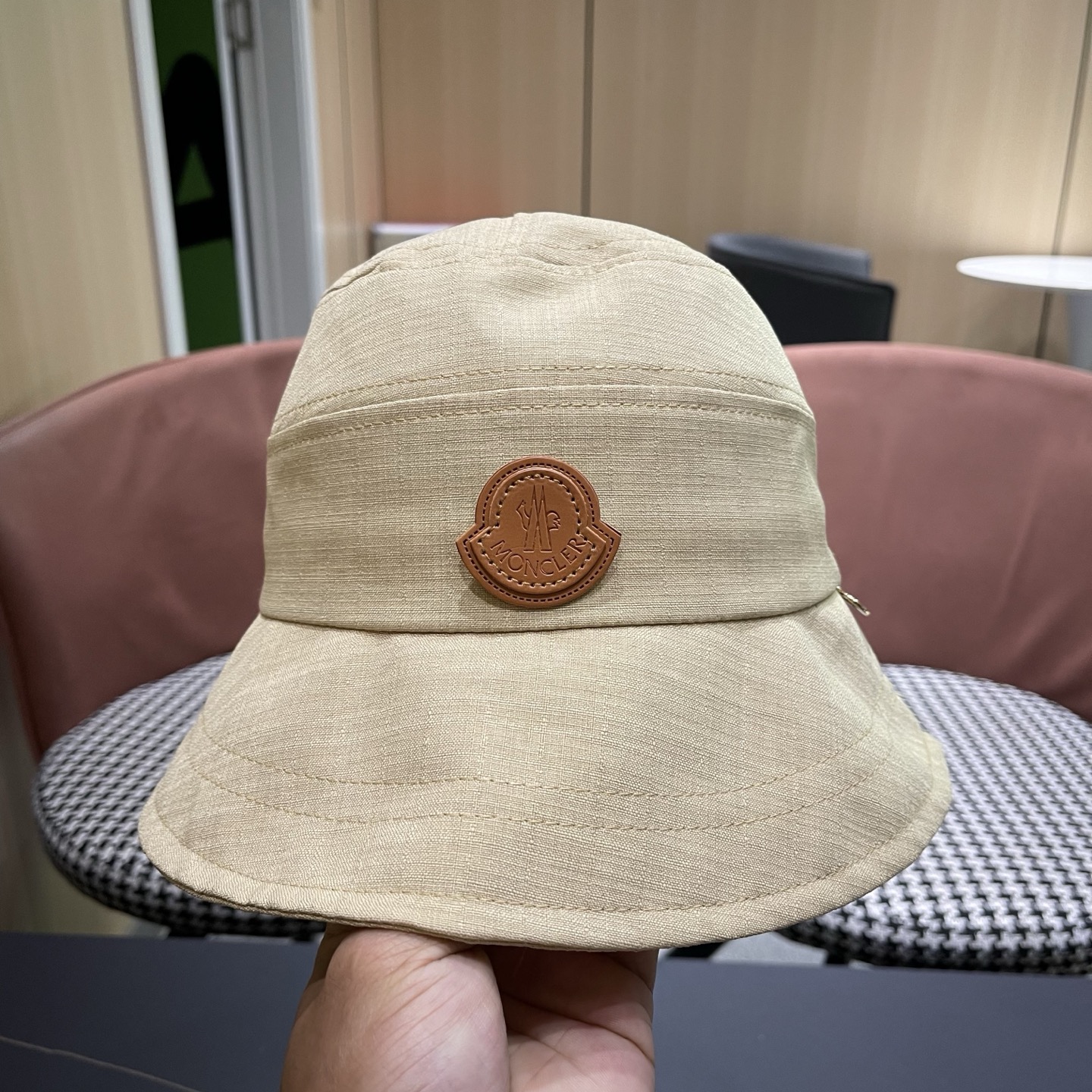 MONCLER（蒙口） 日系系带蝴蝶结盆帽春款小众渔夫帽女休闲百搭显脸小防晒帽子