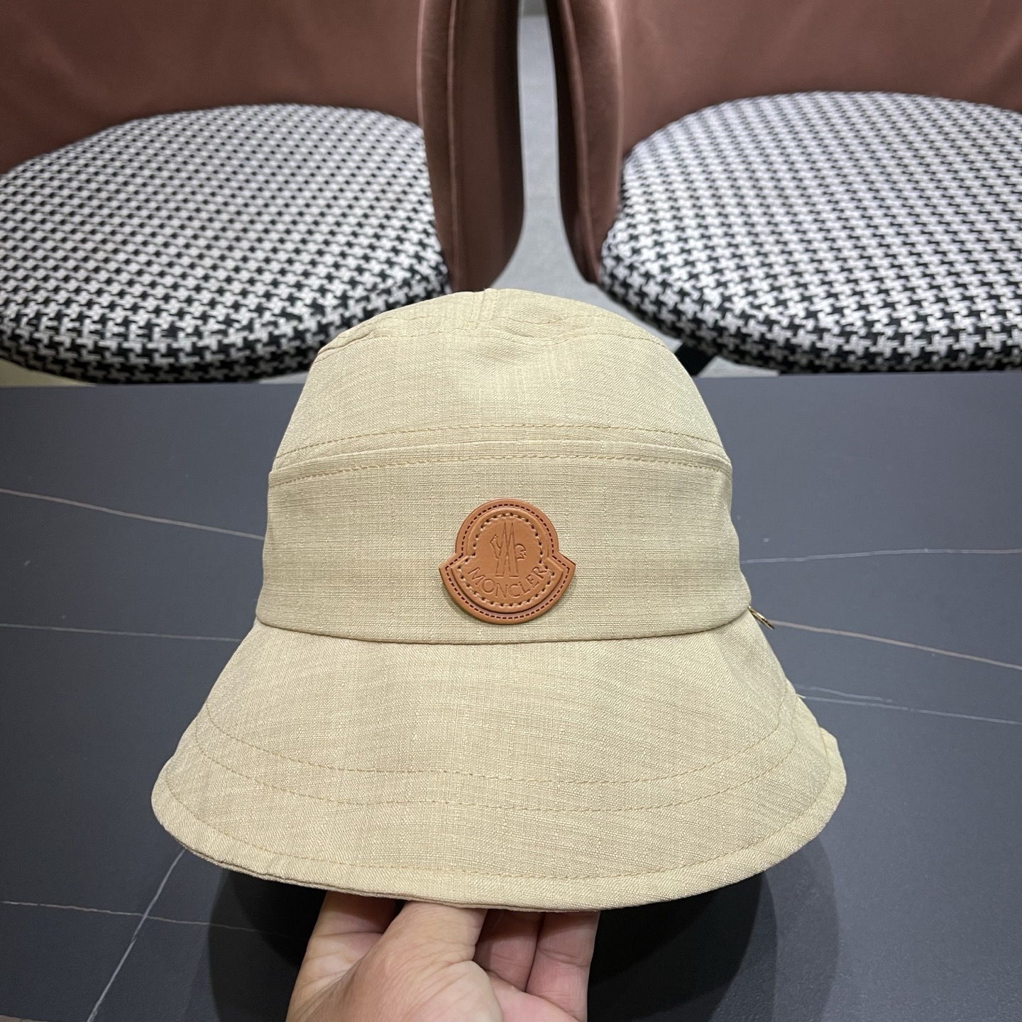 MONCLER（蒙口） 日系系带蝴蝶结盆帽春款小众渔夫帽女休闲百搭显脸小防晒帽子